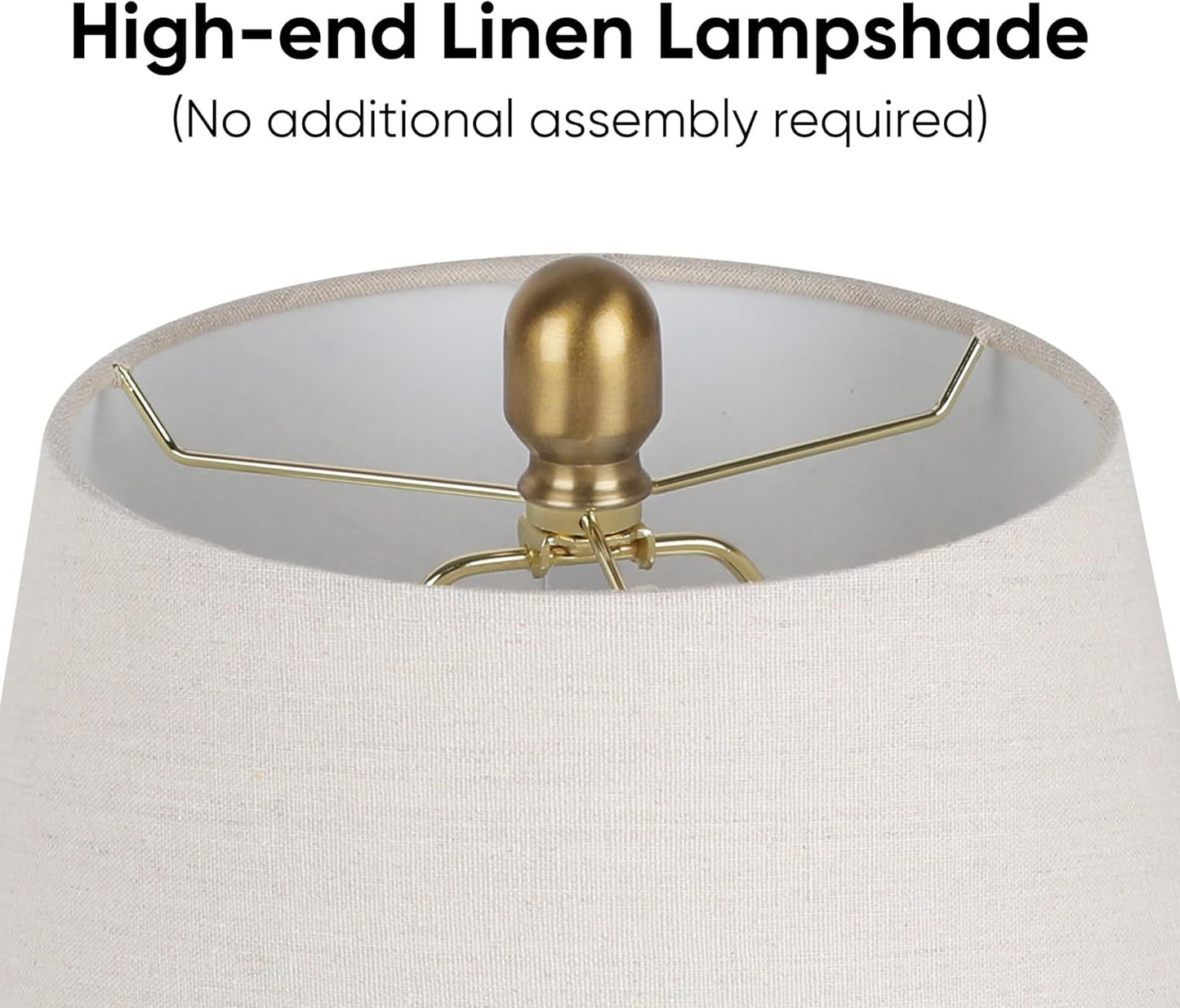 Rustic Farmhouse Table lamp for Living Room Bedroom, Modern Ceramic Bedside Lamp with Linen Shade, Grey