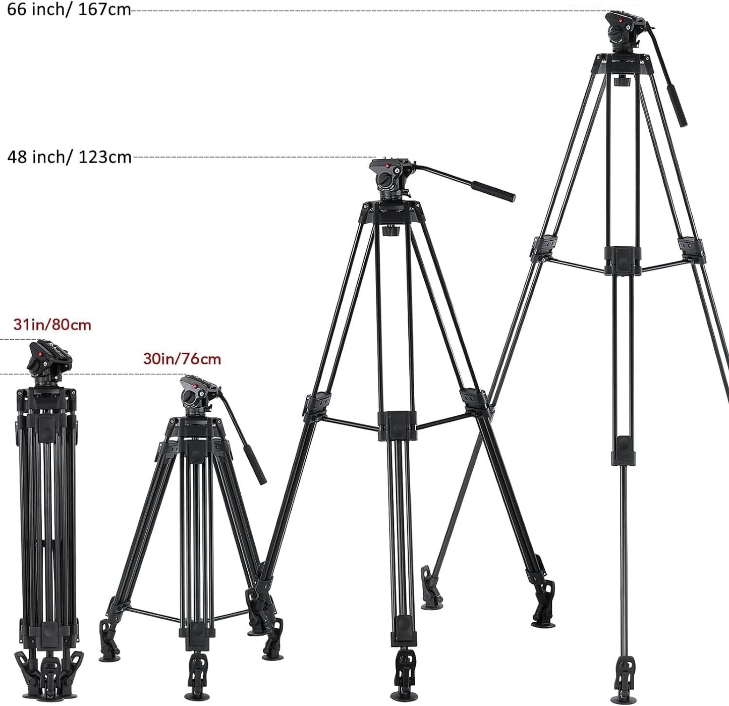 CAMBOFOTO 67 inch Video Tripod Heavy Duty Tripod with 360 Fluid Head,Mactrem Aluminum Tall Tripods Professional Compatible with Canon Nikon Sony DSLR