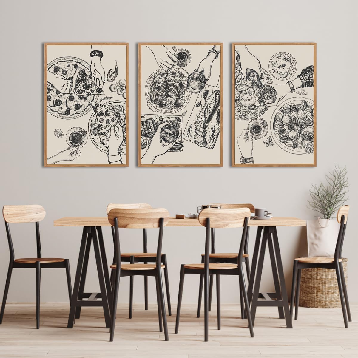 Extra Large Kitchen Wall Art Set of 3 Cheers