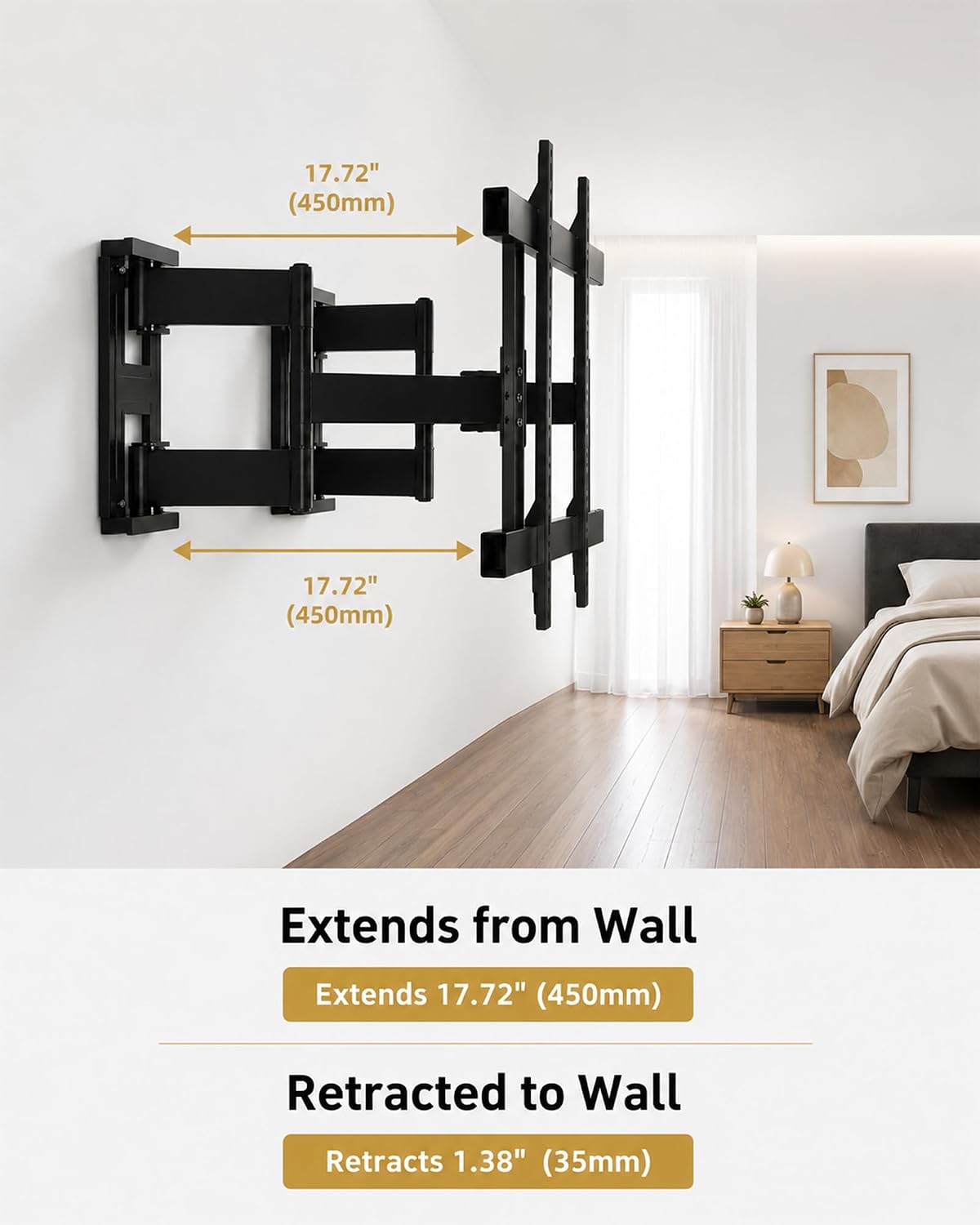 Heavy Duty Corner TV Wall Mount with Full Motion for 50-120" TVs, Holds 352 lbs, Fits Flat/Curved Screens, Swivel, Tilt & Extension, Max VESA 1050x600mm, DY1022