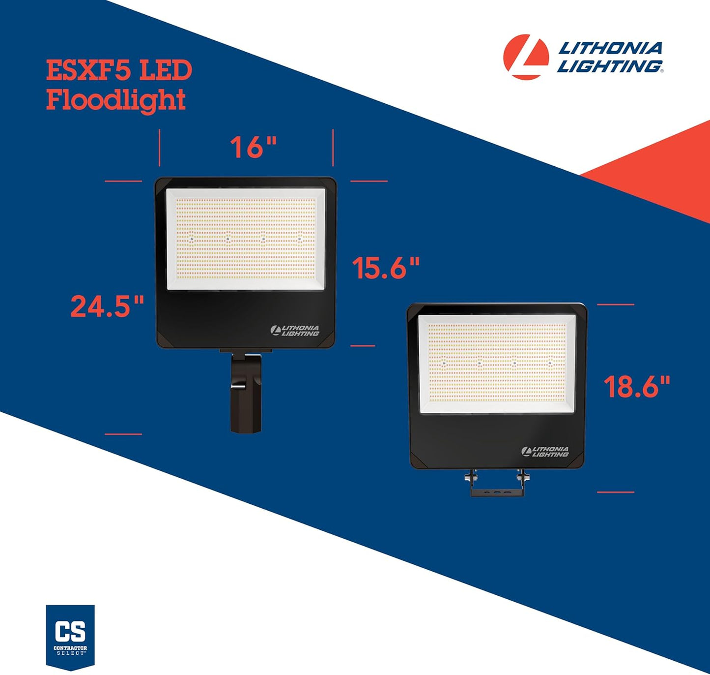 LED Outdoor Floodlight, Adjustable Lumen Output, Switchable White Color Temperature, Dusk-to-Dawn Photocell, Yoke or Slipfitter Mounting, UVOLT,