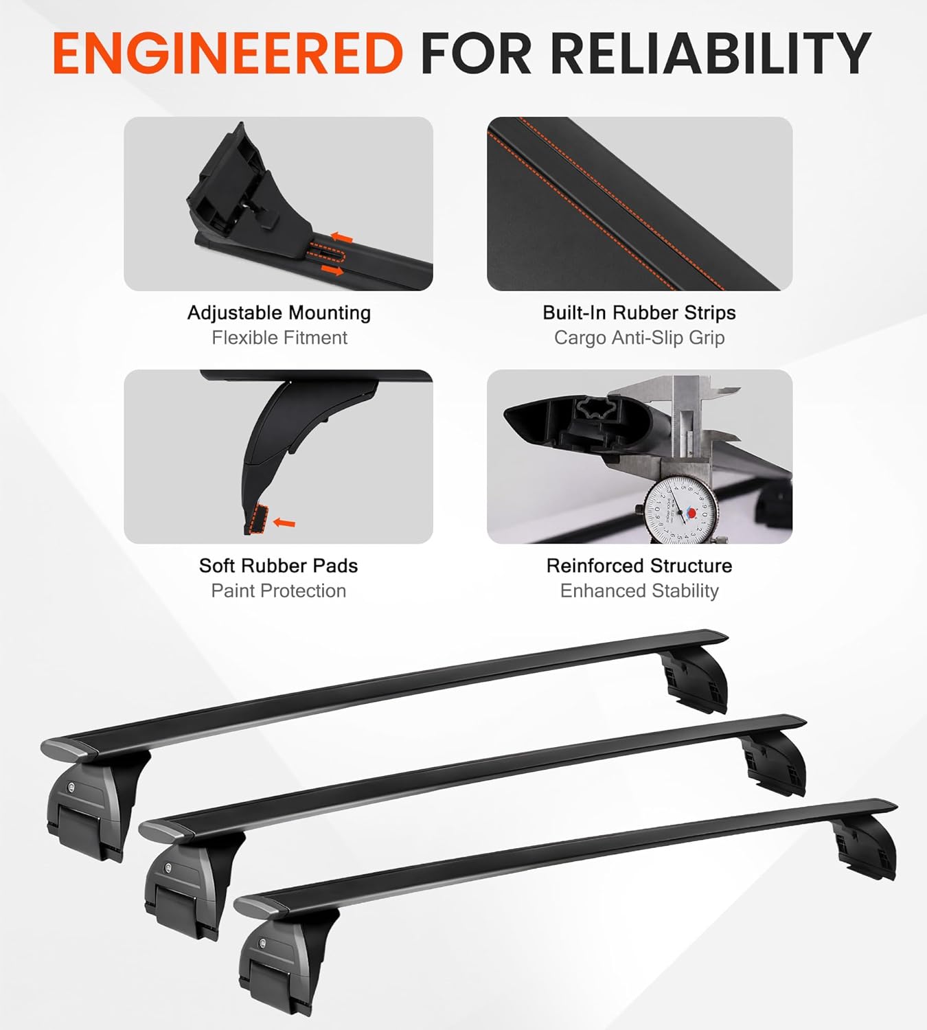 3PCS Roof Rack Cross Bars Fit for Jeep Wrangler JK JL Gladiator JT 2007-2026 Hard Top, 350lbs Lockable CrossBars Cargo Carrier, Rooftop Accessories for Tent Bike Kayak Skis