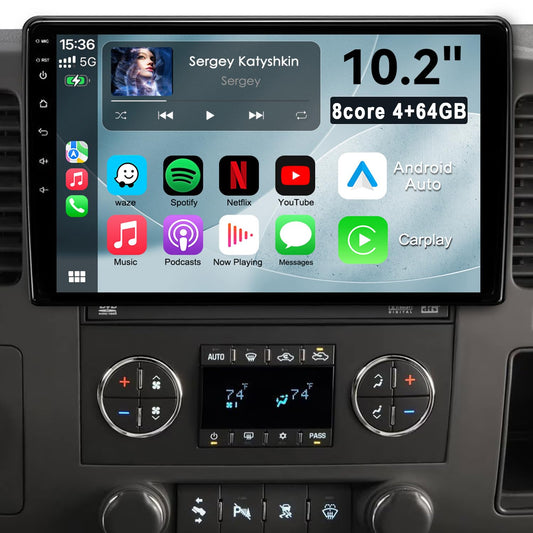 Android 13 Car Radio Stereo for Chevy Silverado 2007-2013 GMC Sierra Yukon, 8Core 4+64GB Head Unit 10.2" Plug and Play, Support CarPlay & Android Auto, FM/AM 10.2'' QLED TOUCHSCREEN