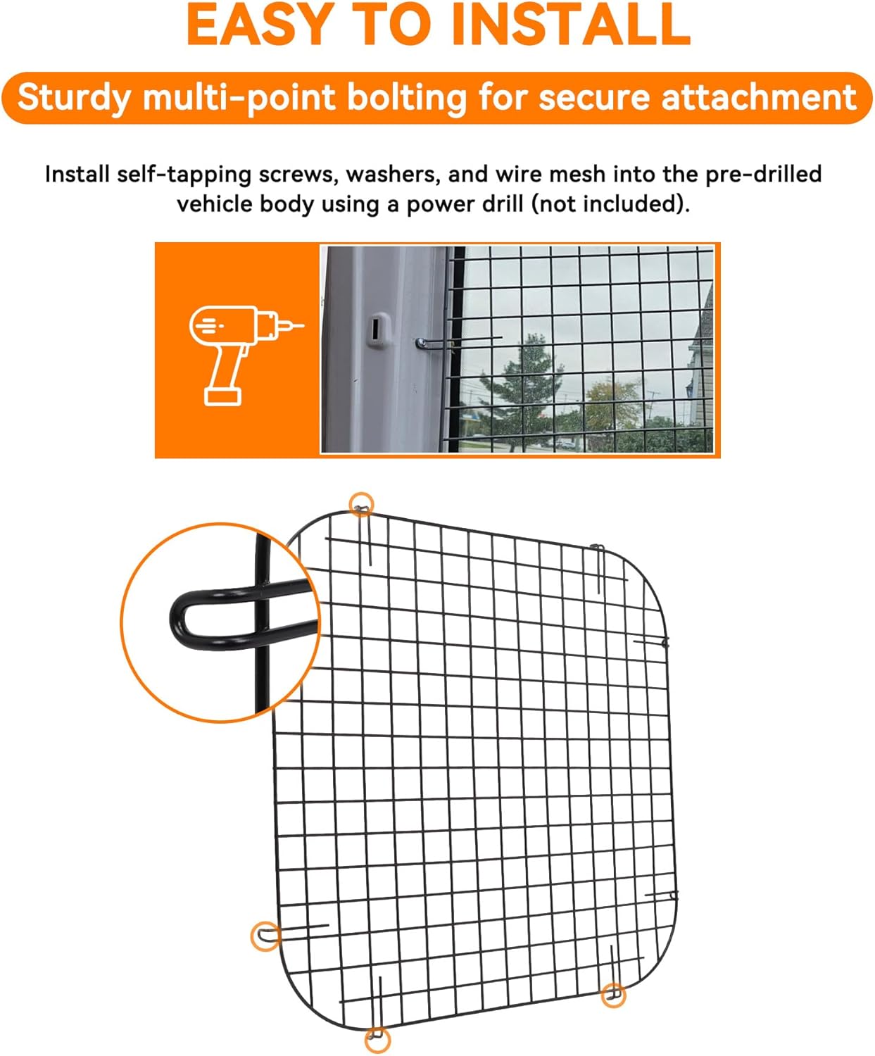 Rear Window Security Screens Fit for RAM ProMaster High Roof Cargo Van Safety Screens 2PCS Steel Mesh Window Screen