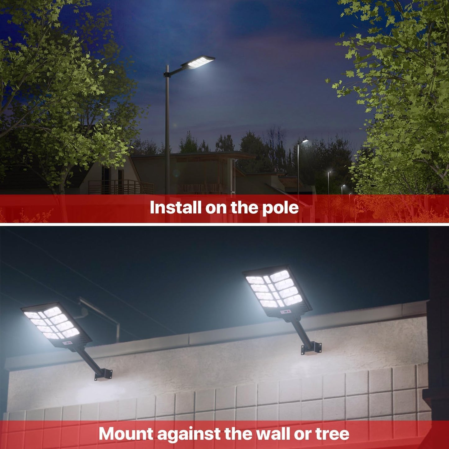 Solar Street Lights Outdoor Dusk to Dawn, Solar Flood Lights 1000W 7000K 80000LM Solar Street Lights Outdoor Waterproof with Remote Control Solar