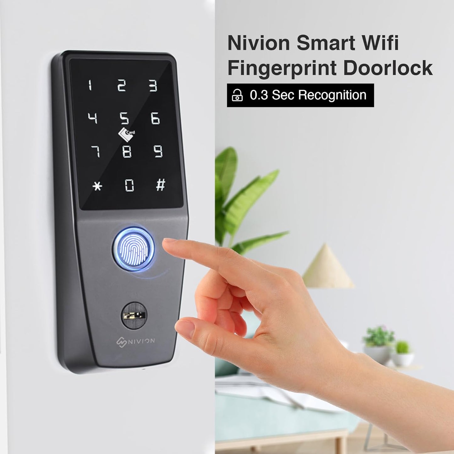 Security Smart Lock NS-01, Fingerprint Keyless Entry Door Lock, Built-in Wi-Fi, App Remote Control, Front Door Smart Lock Deadbolt