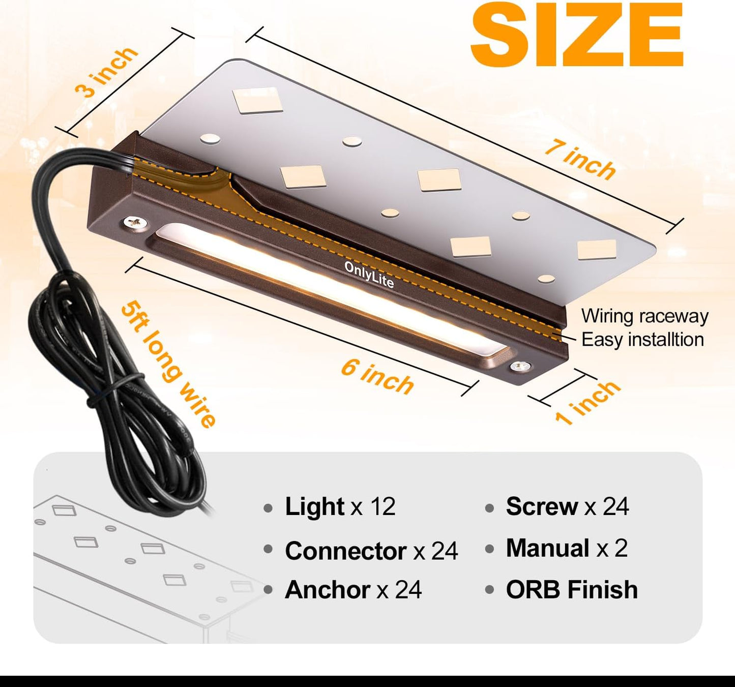 7 Inch Retaining Wall Lights, 3.5W LED Hardscape Lighting Low Voltage Step Light, IP67 Sealed, 12V-24V Landscape Paver Lights, 2700K Warm White Outdoor Stair Light, 12Pack with IP65 Connectors