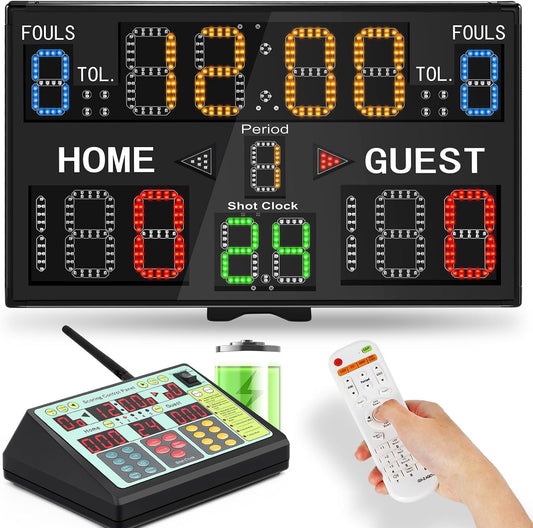 Football Scoreboard Multisport Scoreboard Battery Powered with Control Panel Outdoor Highlight Basketball Scoreboard for League Wrestling Tournament