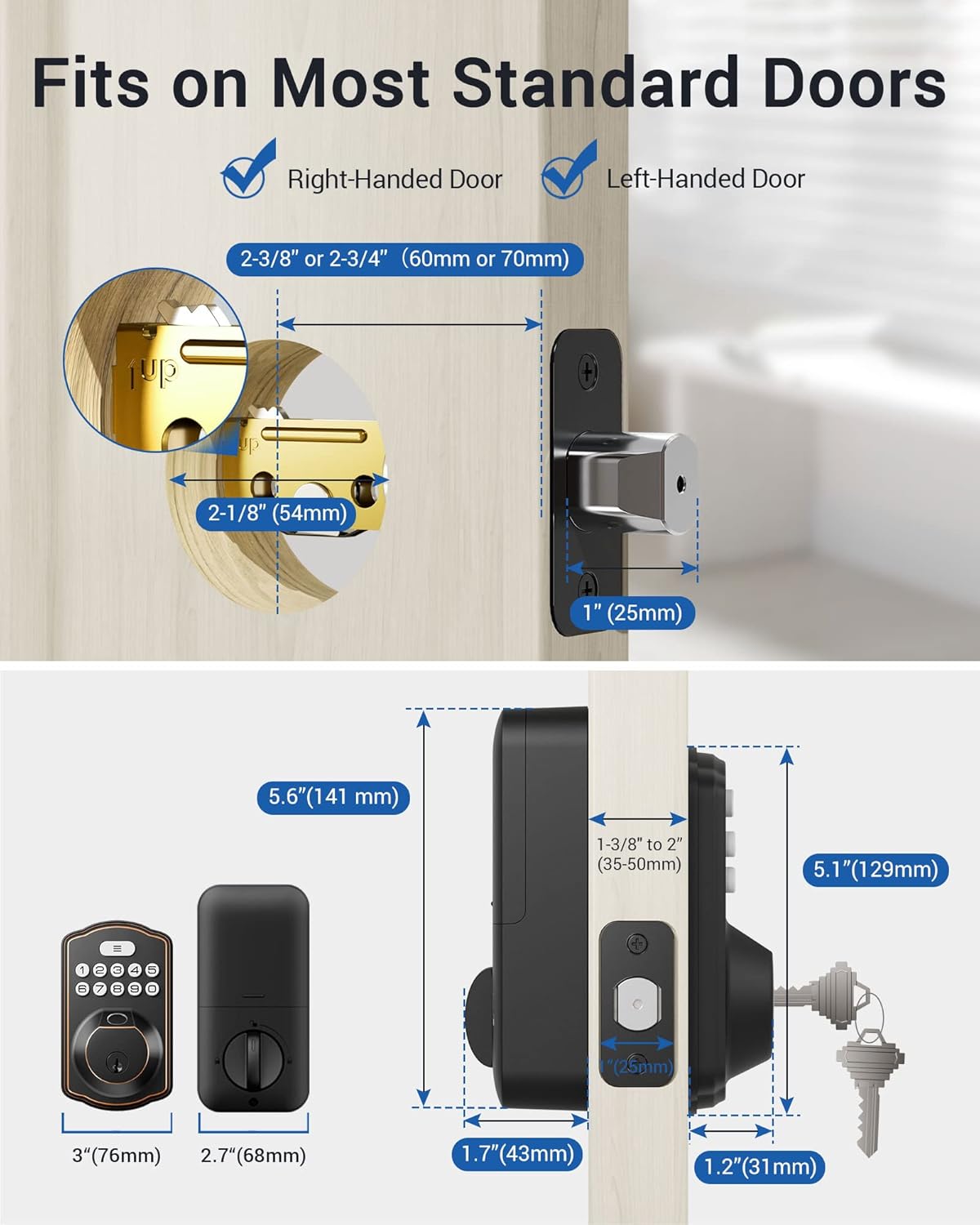 Veise keyless Entry Door Lock, keypad deadbolt