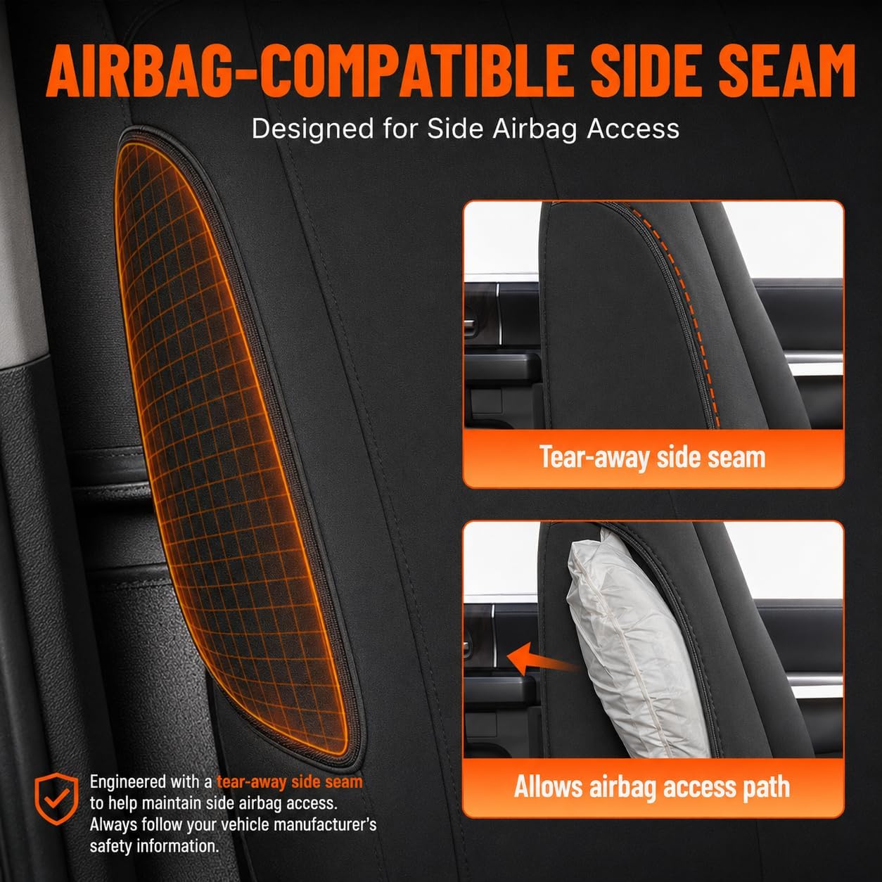Pigenius Neoprene Front Seat Covers for Ford F-150 F-250 F-350 | Front row only, no rear seat or console cover, fits F-150 2015-2026, Lightning 2022-2026, F-250/F-350 2017-2026