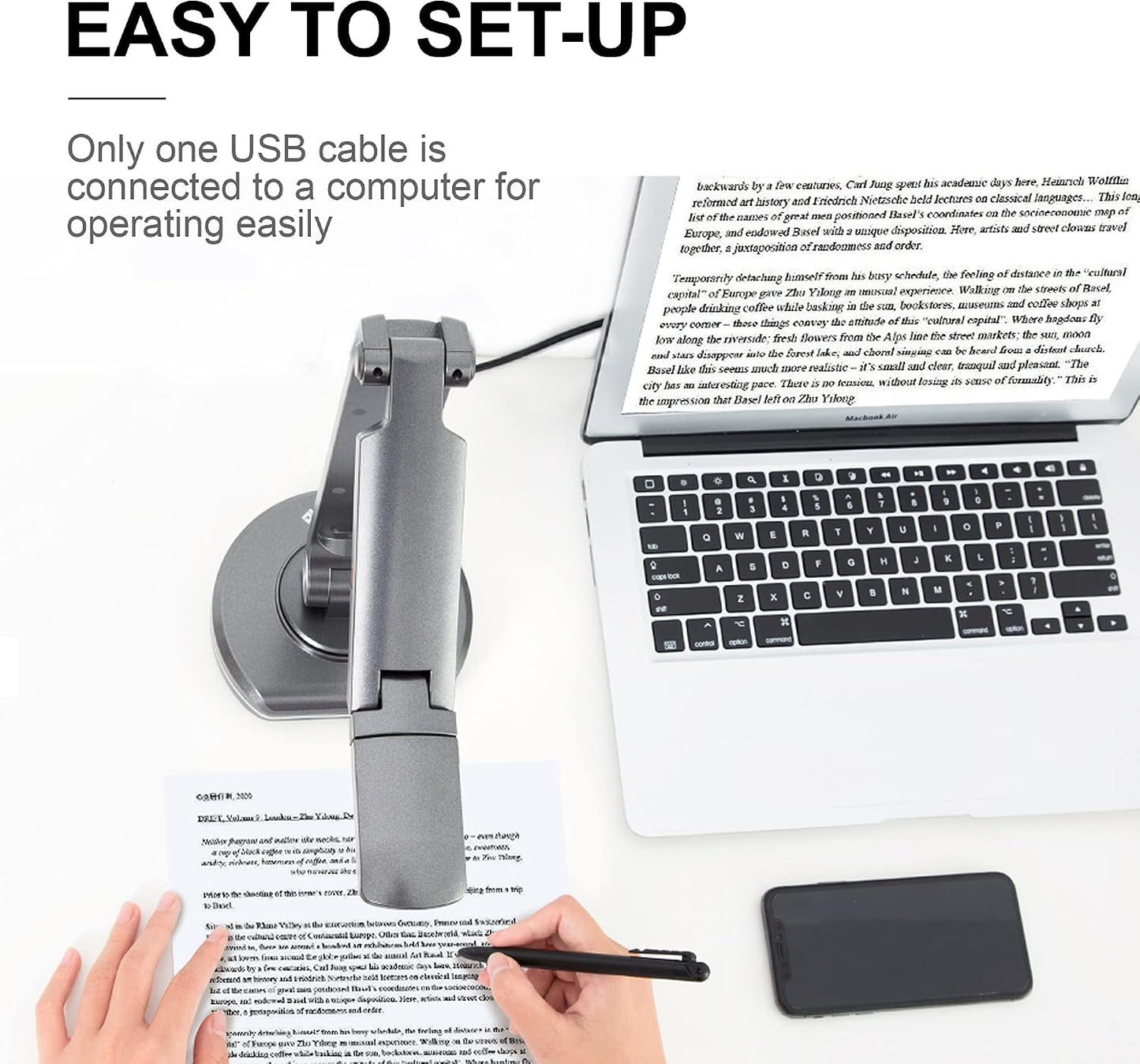 JOYUSING V500S 8MP Document Camera for Teachers, USB Visualiser for A3 Size, LED Light, AutoFocus, OCR for Windows, Classroom Presentation, Remote Teaching, Web Conferencing, Mac, Windows