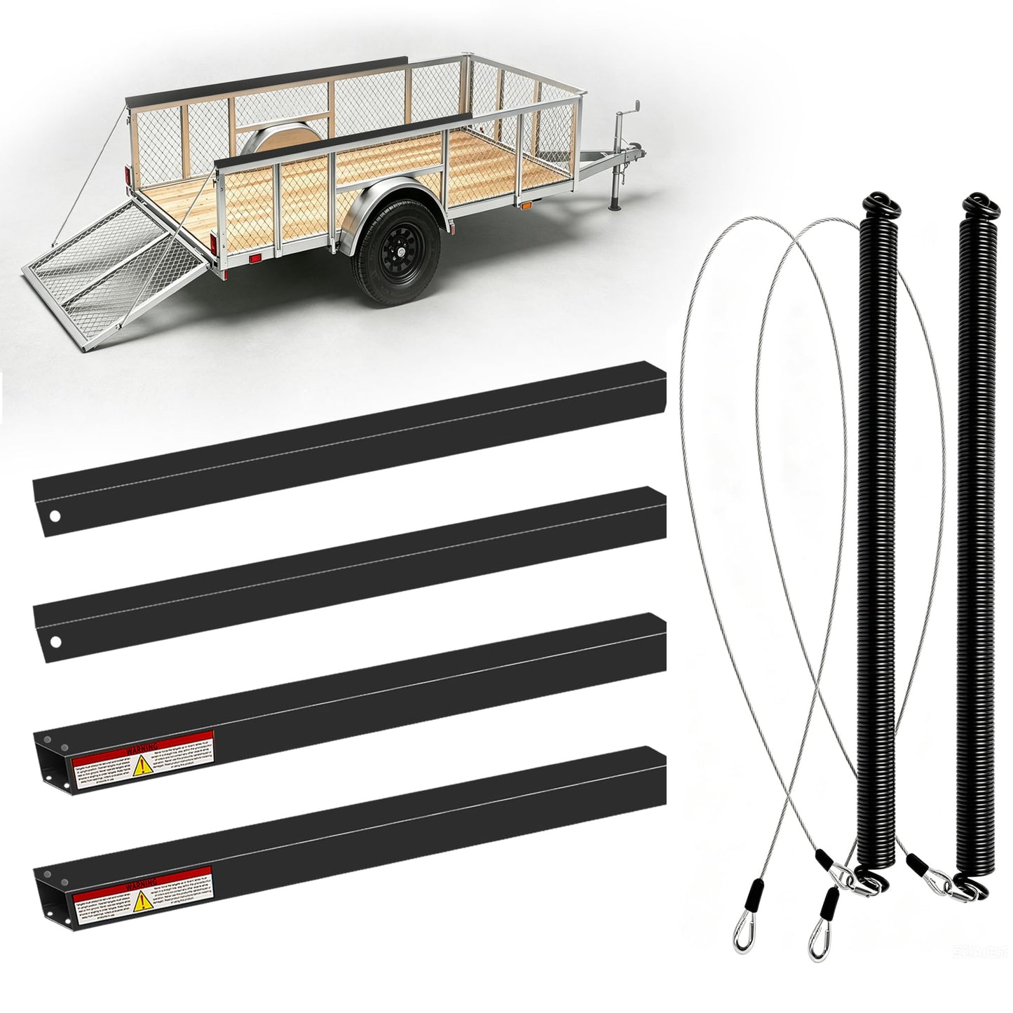 Trailer Tailgate Lift Assist for Open-Utility 12-24" Rail 4-6ft Ramp | 300LBS dual-side lift assist, galvanized painted corrosion-resistant, effortless tailgate lifting for farming & hauling