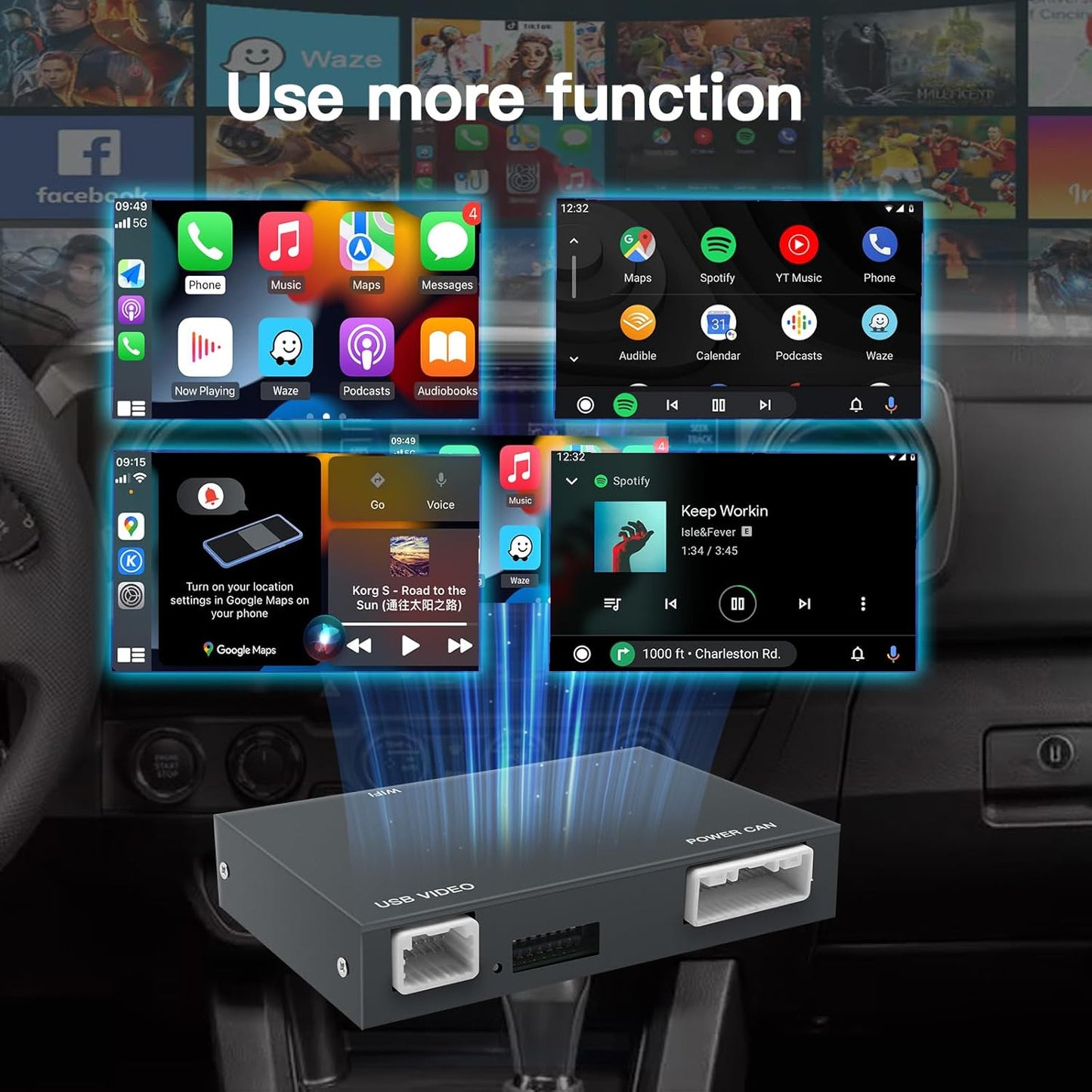 Wireless Carplay/Android Auto for Toyota Entune2.0 & Touch2 2014-2019 Retrofit Kit 2026 New Version Decoder Fits for Corolla/RAV4/Highlander/Tacoma/Tundra/Camry/Avalon/Prius/CH-R/Sienna/Camry