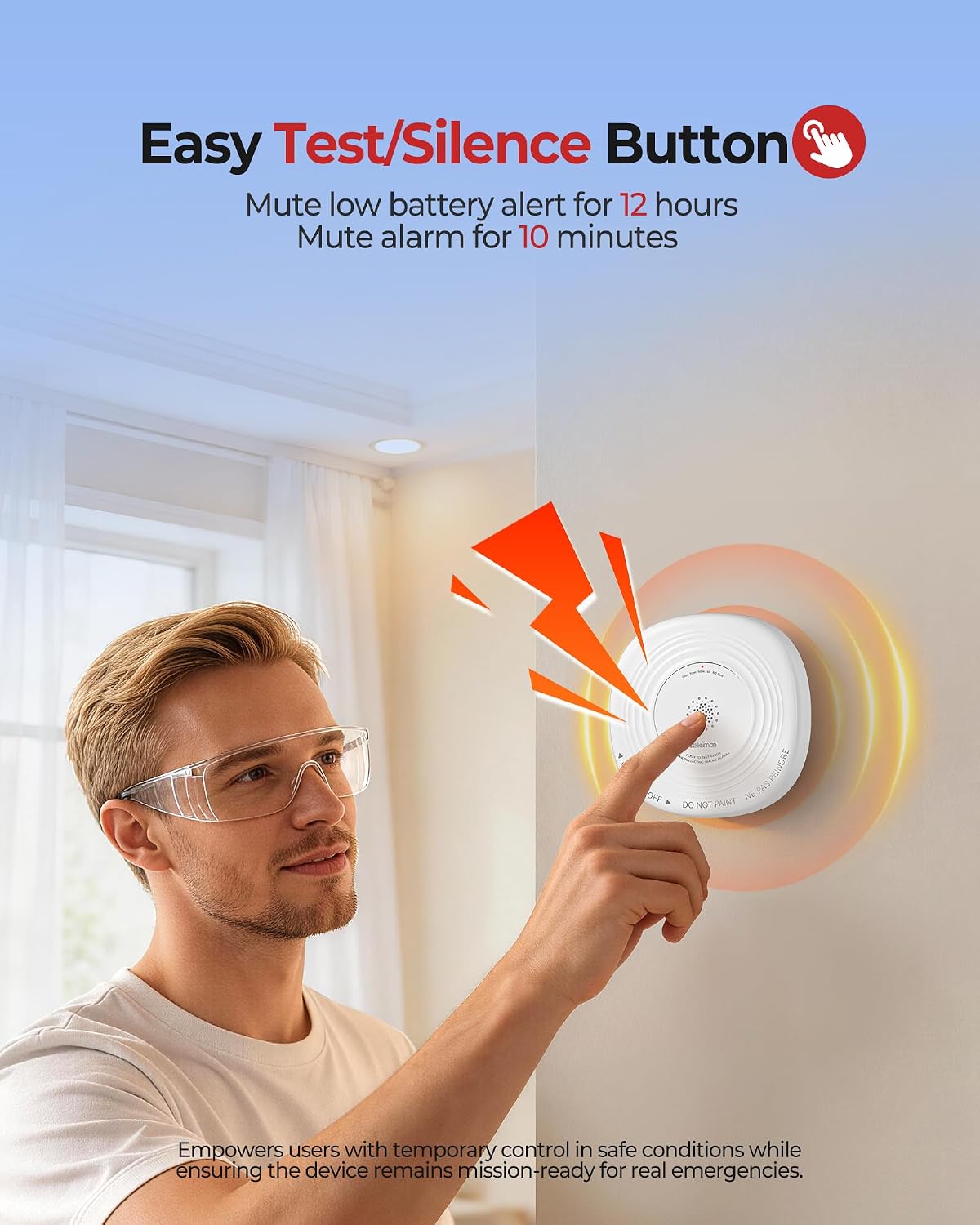 Heiman Smoke Detector 10-Year Sealed Battery Powered, UL 217 10th, 3-Pack | Photoelectric Smoke Alarm, LED Status Lights/85 dB Alarm/Test Silence Button, Fire Alarm for Home Hotel Rental Apartment