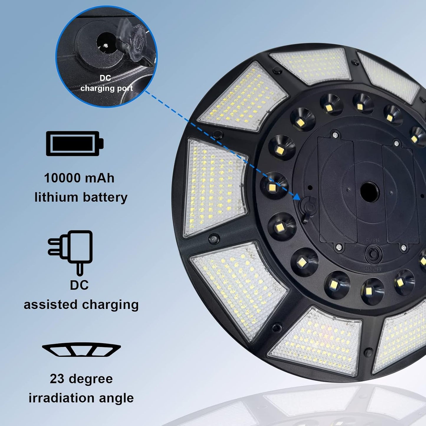 Flagpole Solar Light 6000 Lumens Brightest 566 LED Flag Pole Light Solar Powered with DC Charge Port Last Up to 20 Hrs Outdoor Dusk to Dawn IP67 Waterproof for Most 15 to 40ft Flag Poles Black