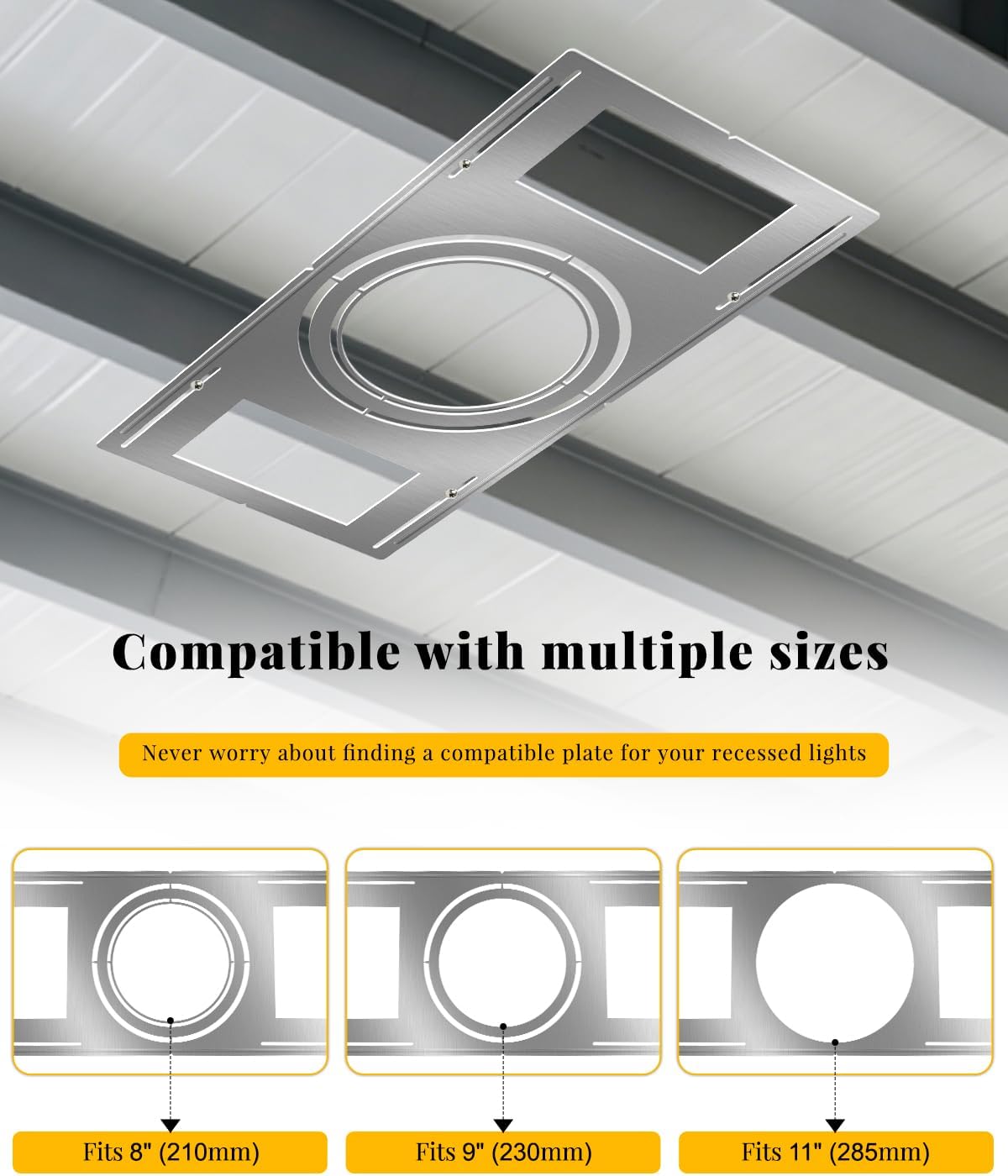 New Construction Mounting Plate - for 8/9/11 inch Recessed Light | 24 Packs, Measurement Marks, 26 inch Wafer Light Rough in Plate, Screws Included, Adjustable Slots, Galvanized Steel