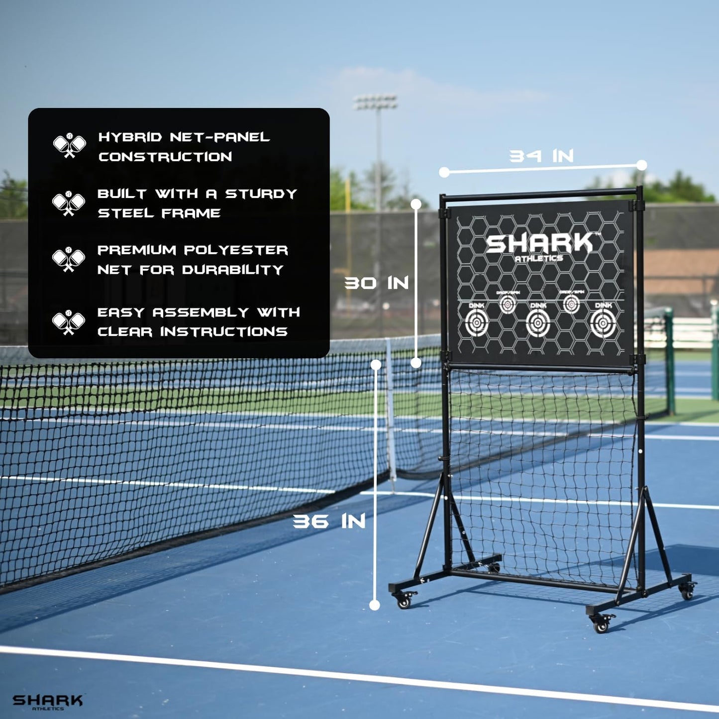 shark athletics Pickleball Practice Rebounder - Portable Pickleball Training Wall | Premium Pickleball Practice Equipment for Backya