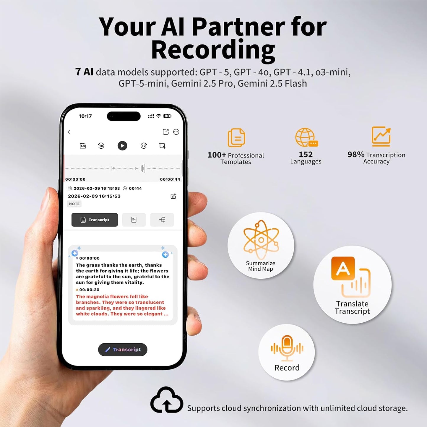 Ai Note Taker, Ai Voice Recorder Pocket Ai Note Taking Device Voice to Text Recorder Ai Recorder Notetaker 152 Languages 64gb Transcribe, Summarize & Text Translation One-Step Magnetic Attachment