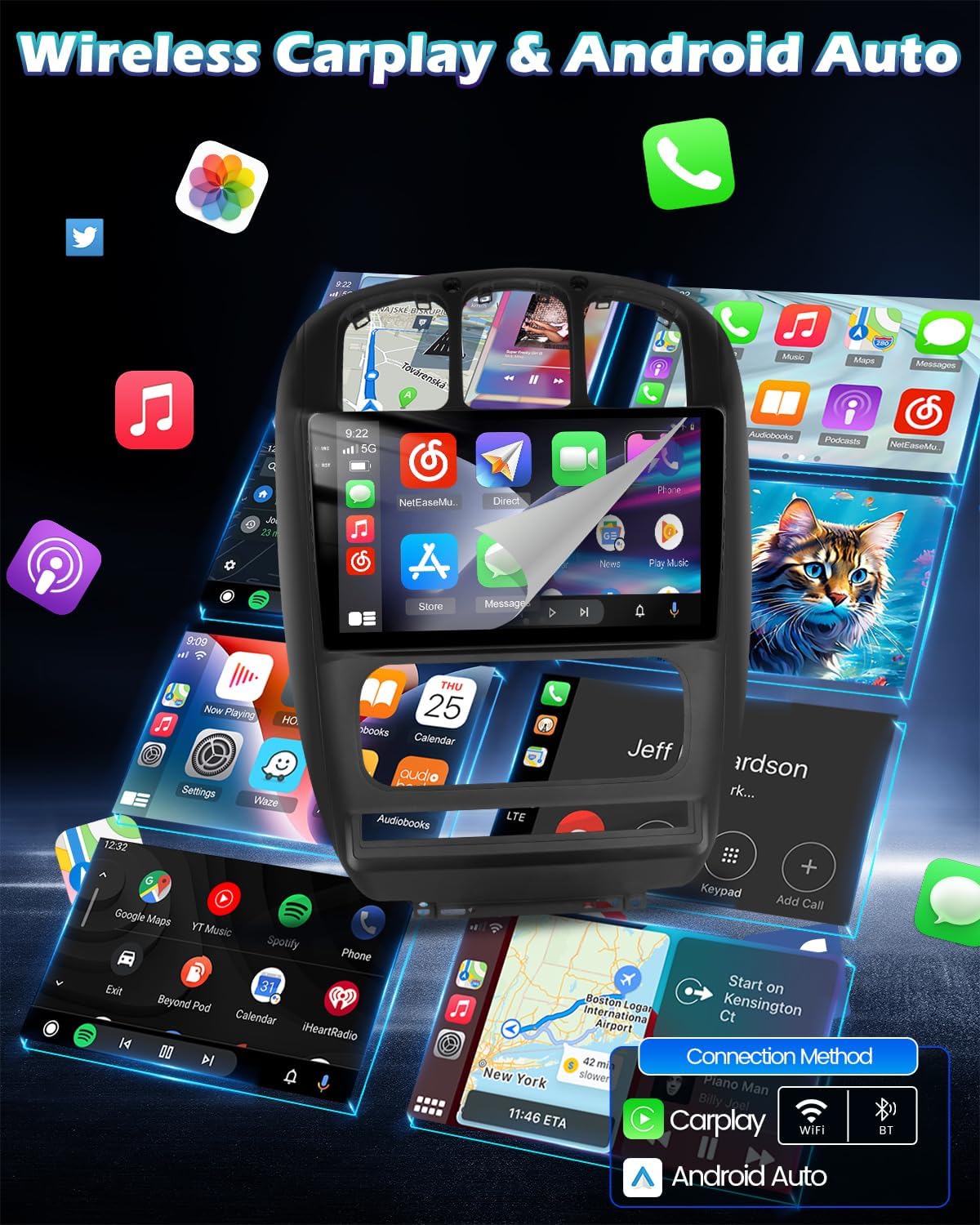 4GB+64GB Android Car Stereo for Chrysler Town & Country and Dodge Grand Caravan 2000-2007 with Wireless CarPlay & Android Auto, GPS, WiFi, Backup Camera, Plug & Play Radio 64.0 GB