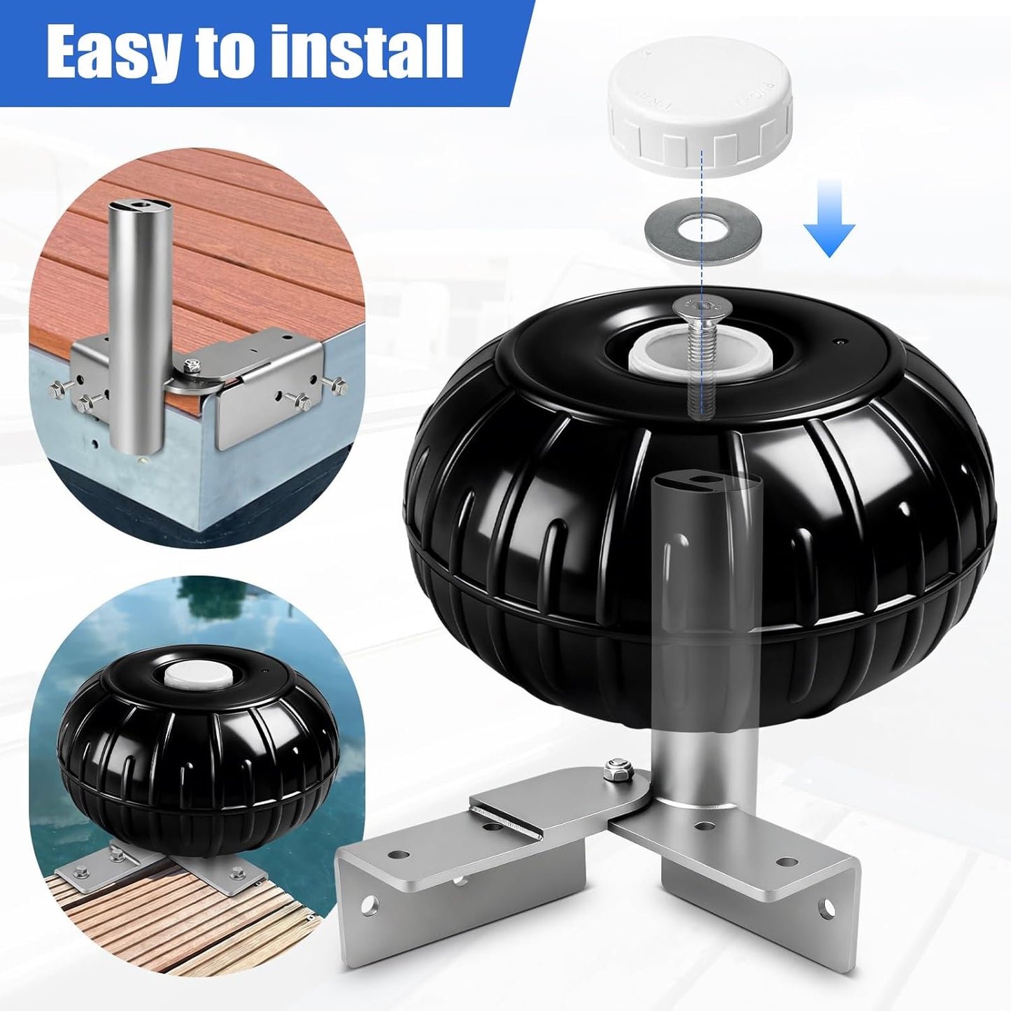Dock Bumpers Wheel Corner Mount Boat Dock Wheel Bumper Black