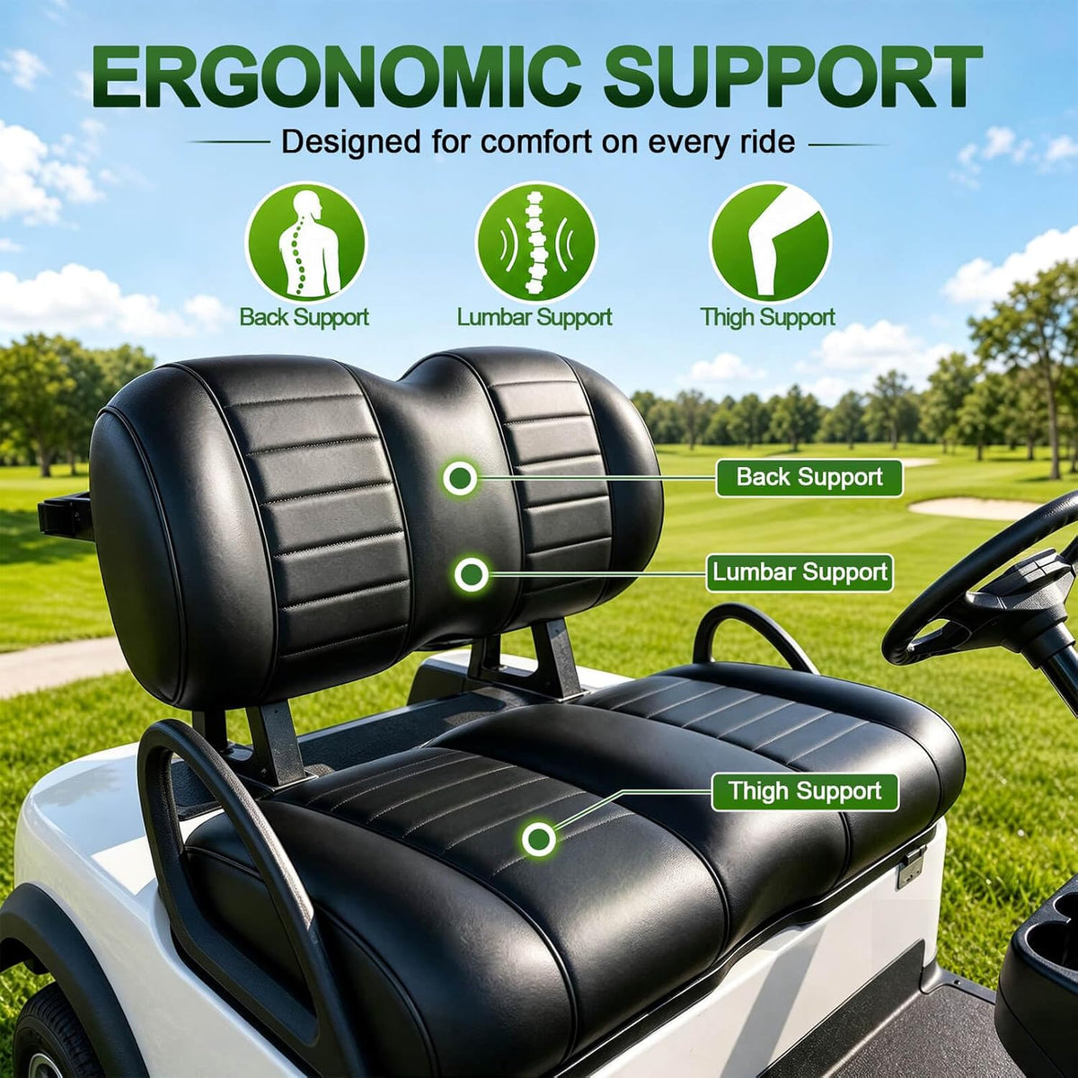 NOKINS Golf Cart Seat & Waterproof Cover for EZGO TXT 1994-Up/RXV 2008-Up