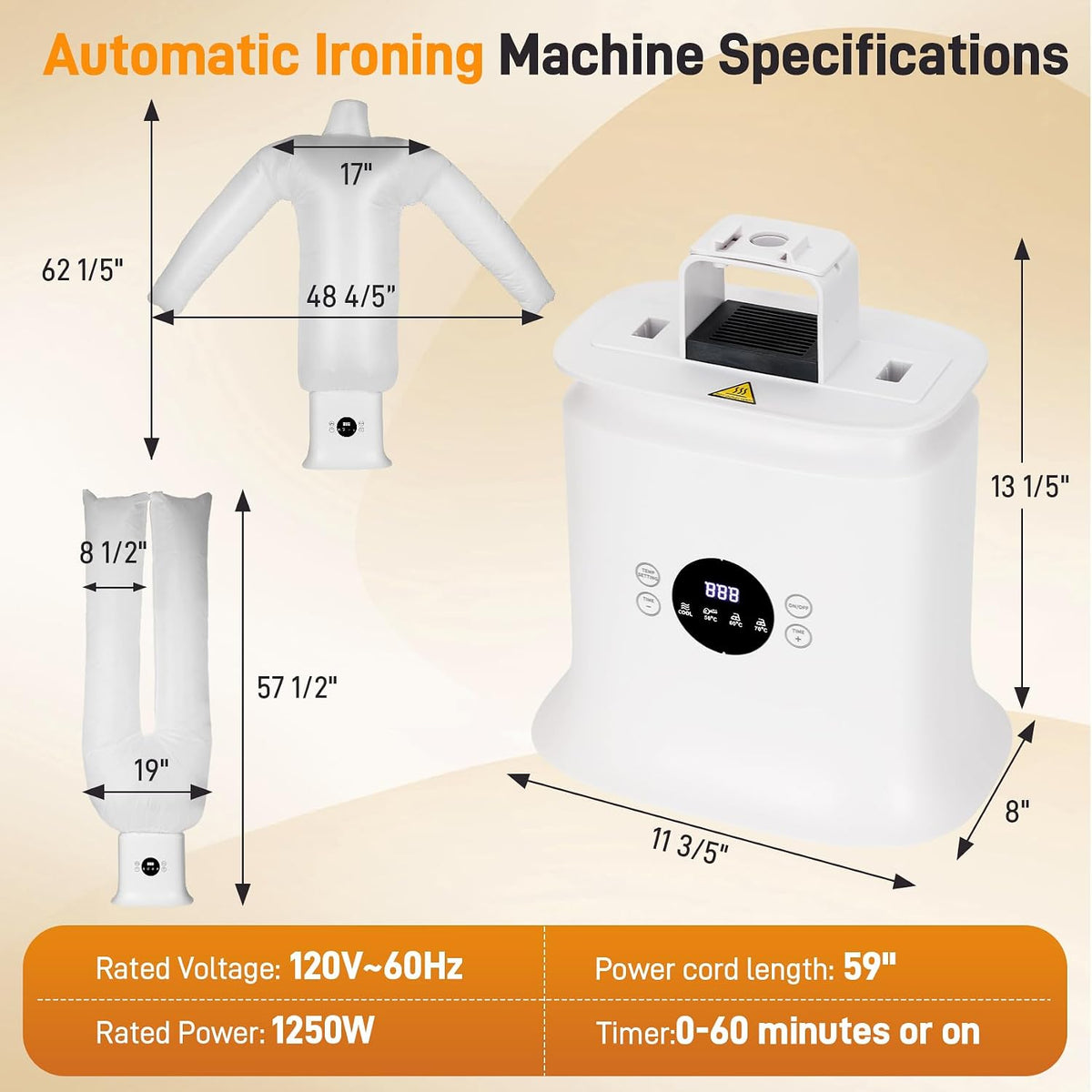 2026 Upgraded Automatic Ironing Machine, Hands-Free Wrinkle Remover for Shirts, Pants, Jackets and Shoes, Inflatable Shirt Ironing Machine for Apartments and Business Travel, Gentle On All Fabrics