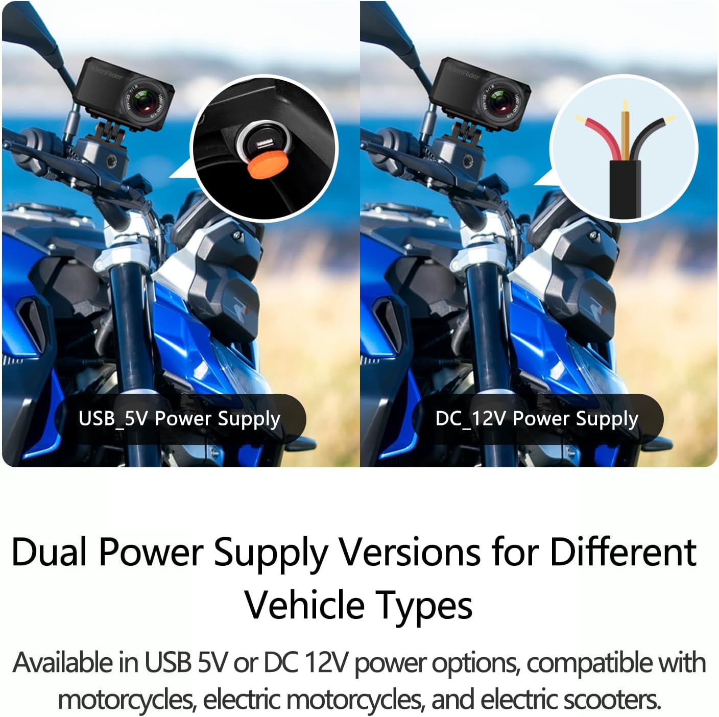 AlienRider M11 Motorcycle Dash Cam with High-Definition Image Stabilization (M11-USB)