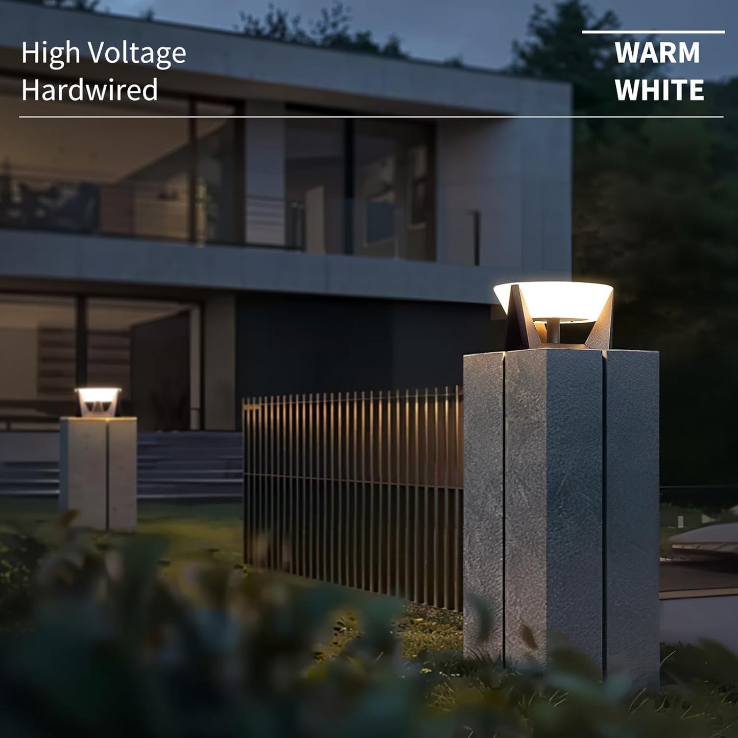 Outdoor Post Light, Modern Pillar Lights IP65 Waterproof LED Fence Deck Post Cap Lights 3000K Luxury High Voltage Har