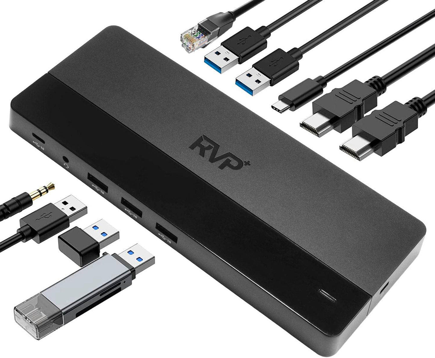 RVP+ Dual Monitor USB C Hub (USB C Dock) with Dual 4K DisplayPort, 2X USB 2.0, Ethernet, and 100W Charging - Thunderbolt 4 / USB4 / Thunderbolt 3