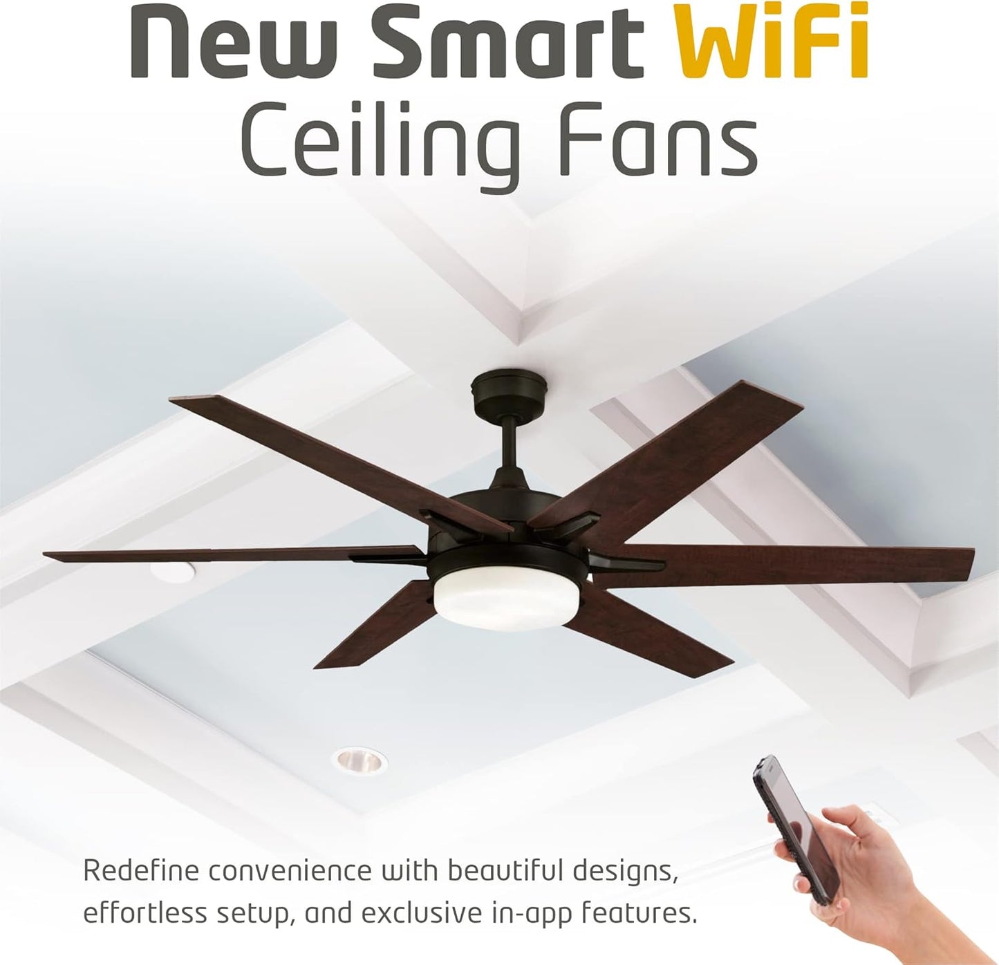 Ciata 60-inch Ceiling Fans with Lights  Smart Ceiling Fan for Bedroom/Living Room  Advanced Ceiling Fan with Remote Compatible with Alexa/Google Home