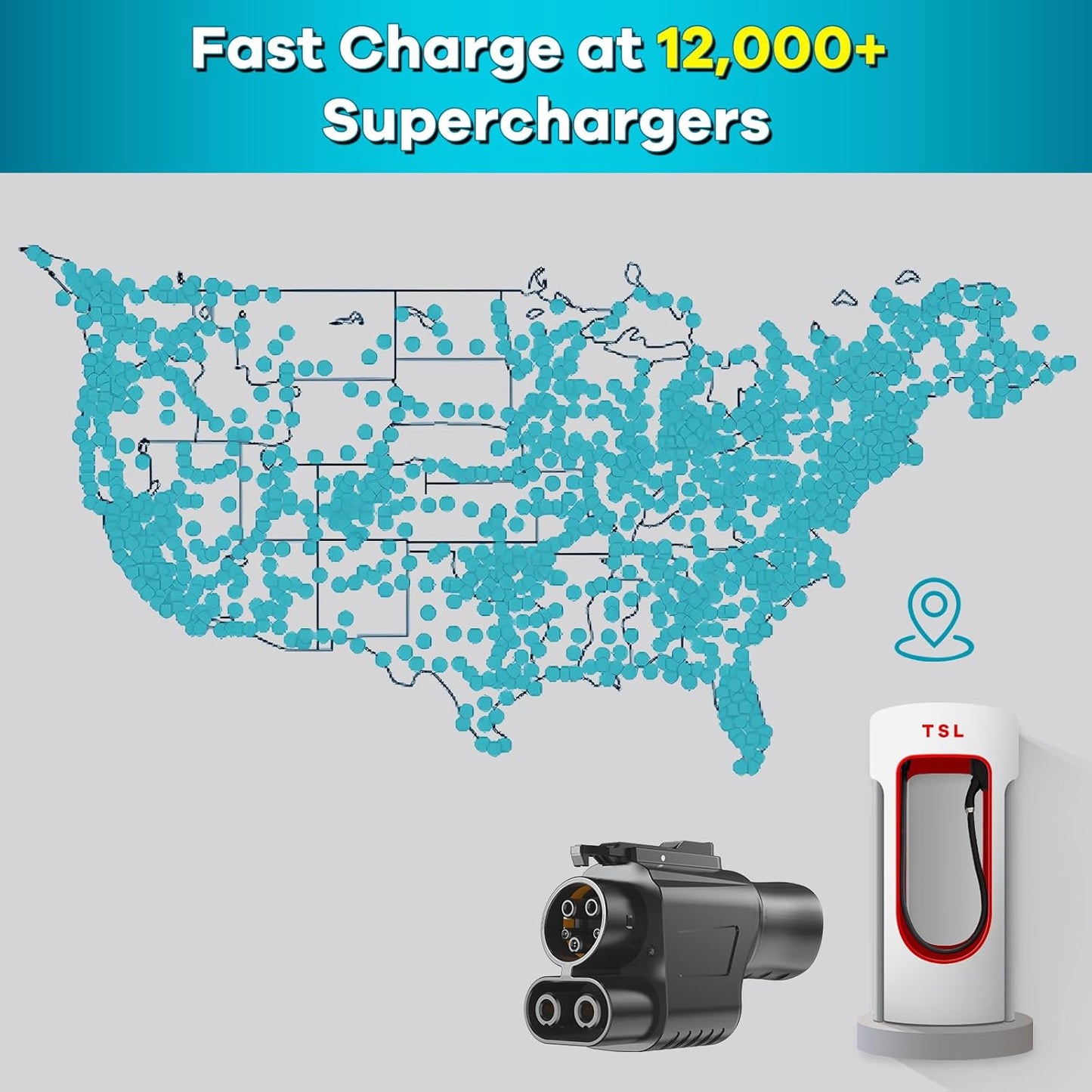 Compatible Tesla Supercharger (NACS) to CCS Electric Vehicle Adapter - 500 Amps / 1,000V - Fast Charge Your CCS1 EV at Tesla Superchargers with Vortex