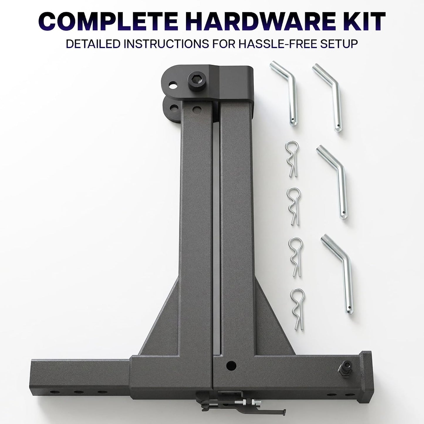 Heavy Duty Swing Away Hitch Adapter, Compatible with Most 2 Inch Hitch Racks, 300 lb Capacity, 90 Degree Rotation Fold Away Hitch, Adapter Only, Fits Bike & Luggage Racks, Black, LF-BRSH