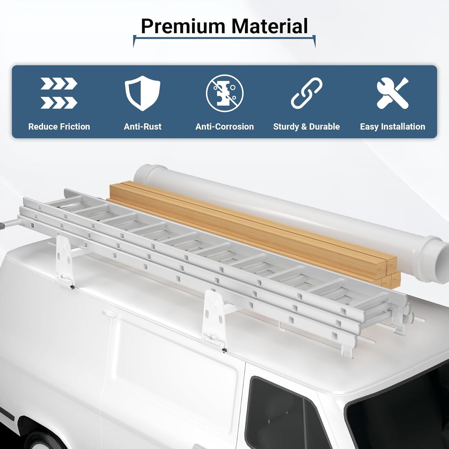 Van Roof Ladder Rack 2 Bar Set