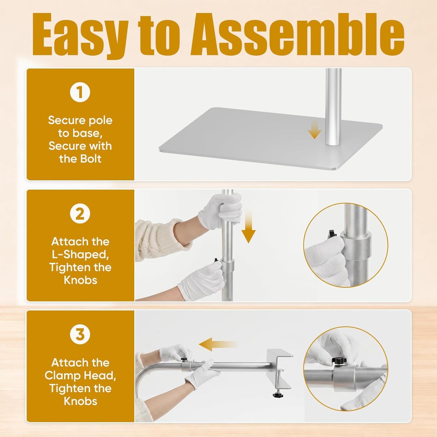 Heavy Duty Needlepoint Floor Stand with Side Clamp – 360° Rotating & Height Adjustable Workstand for Lowery, Cross Stitch Embroidery Stand Fits Q-Snap Frames & Scroll Rods up to 32" Wide, Extra-Large Stable Base