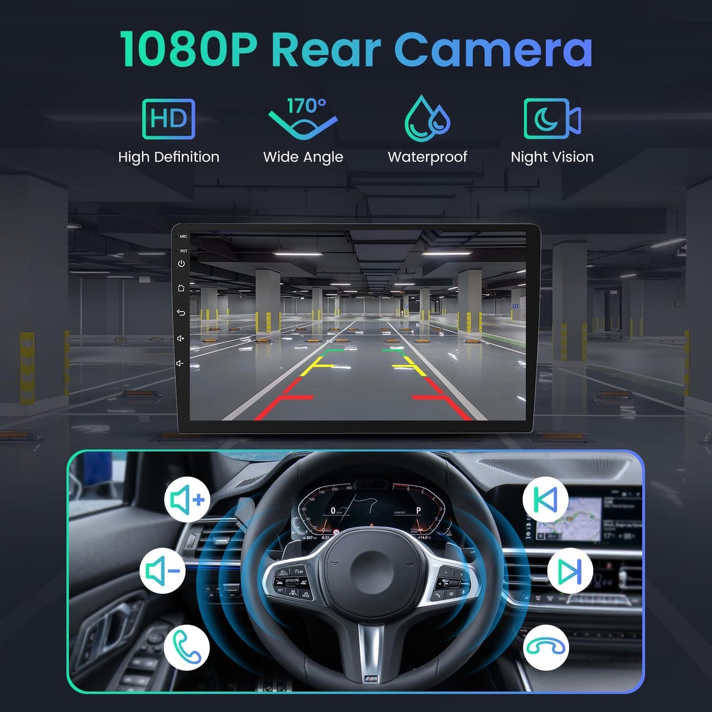 for Toyota RAV4 Radio 2007-2012: 9 Inch 1280 * 800 HD Touch Screen Stereo with Wireless Carplay Android Auto Upgrade 5G WiFi Bluetooth GPS SWC FM SWC Backup Camera