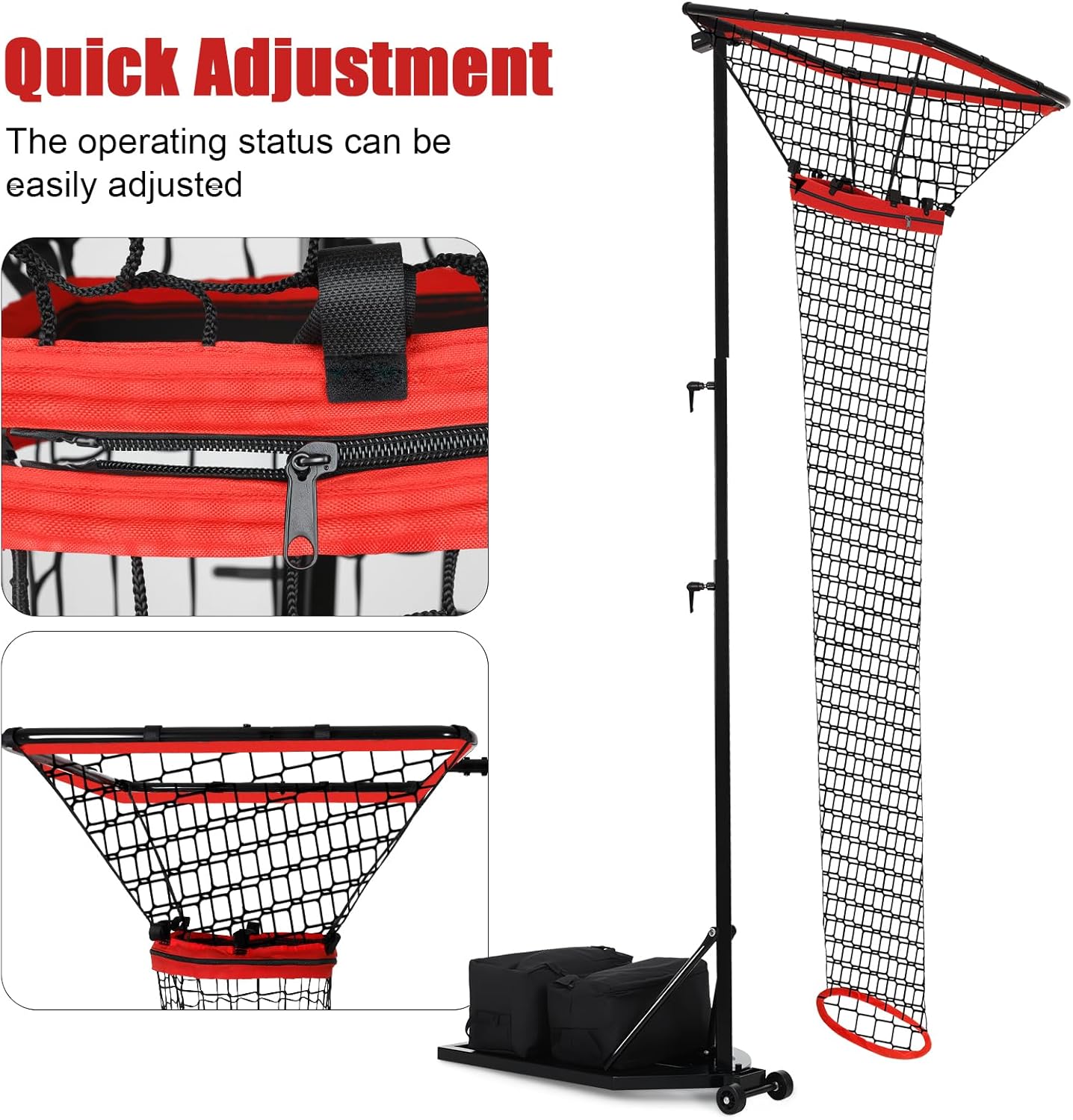 Volleyball Spiking & Setting Trainer, Adjustable Height 93"-126" Solo Practice Equipment, Heavy Duty 88LBS Sandbag Base with Transport Wheels for Indoor Outdoor Backyard Training