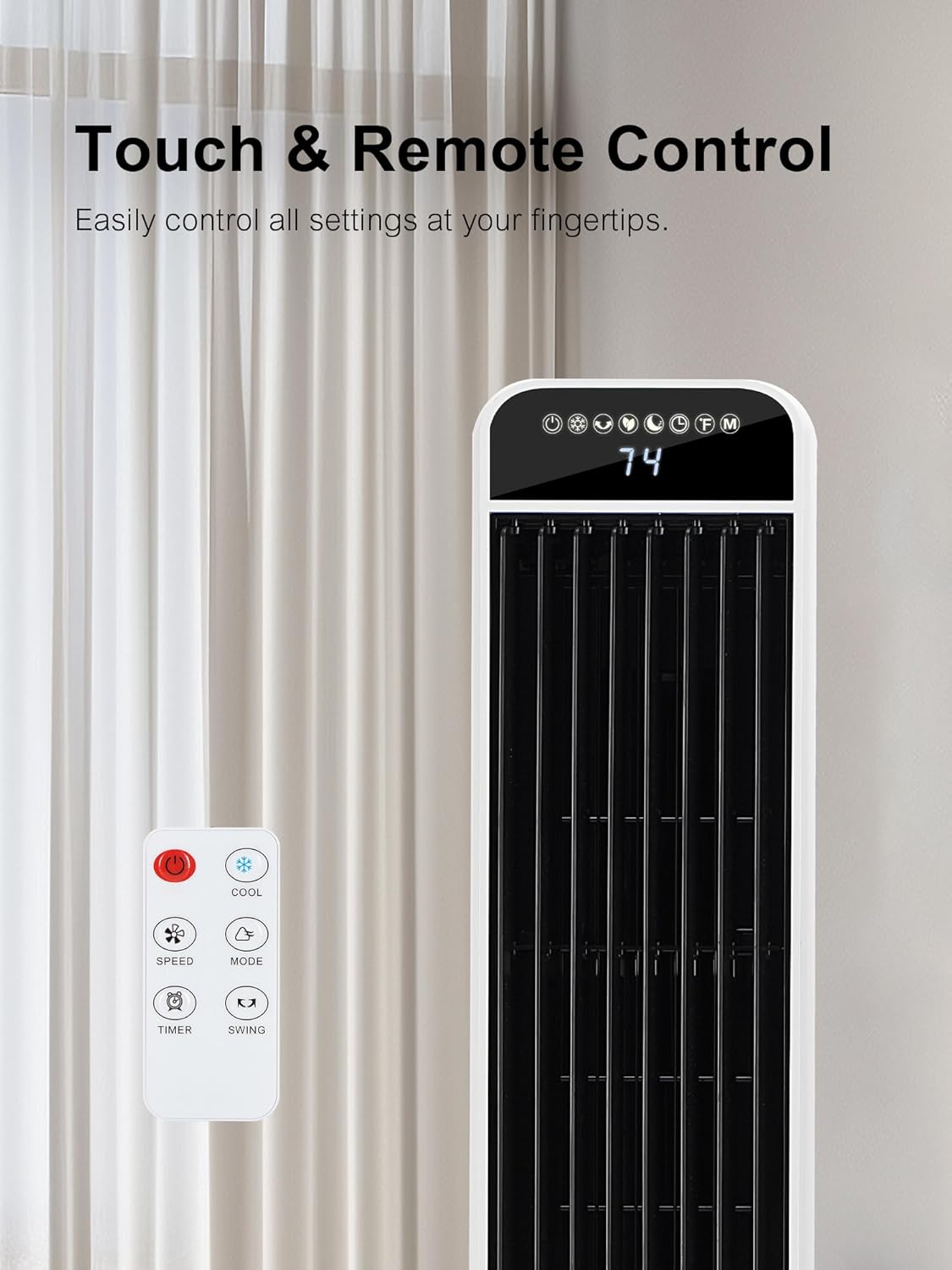 41 Cooling Fan, MEPTY Air Cooler with 4 Ice Packs, Top & Bottom Water Refilling, 3 Speeds 3 Modes, 12H Timer, for Room, Office