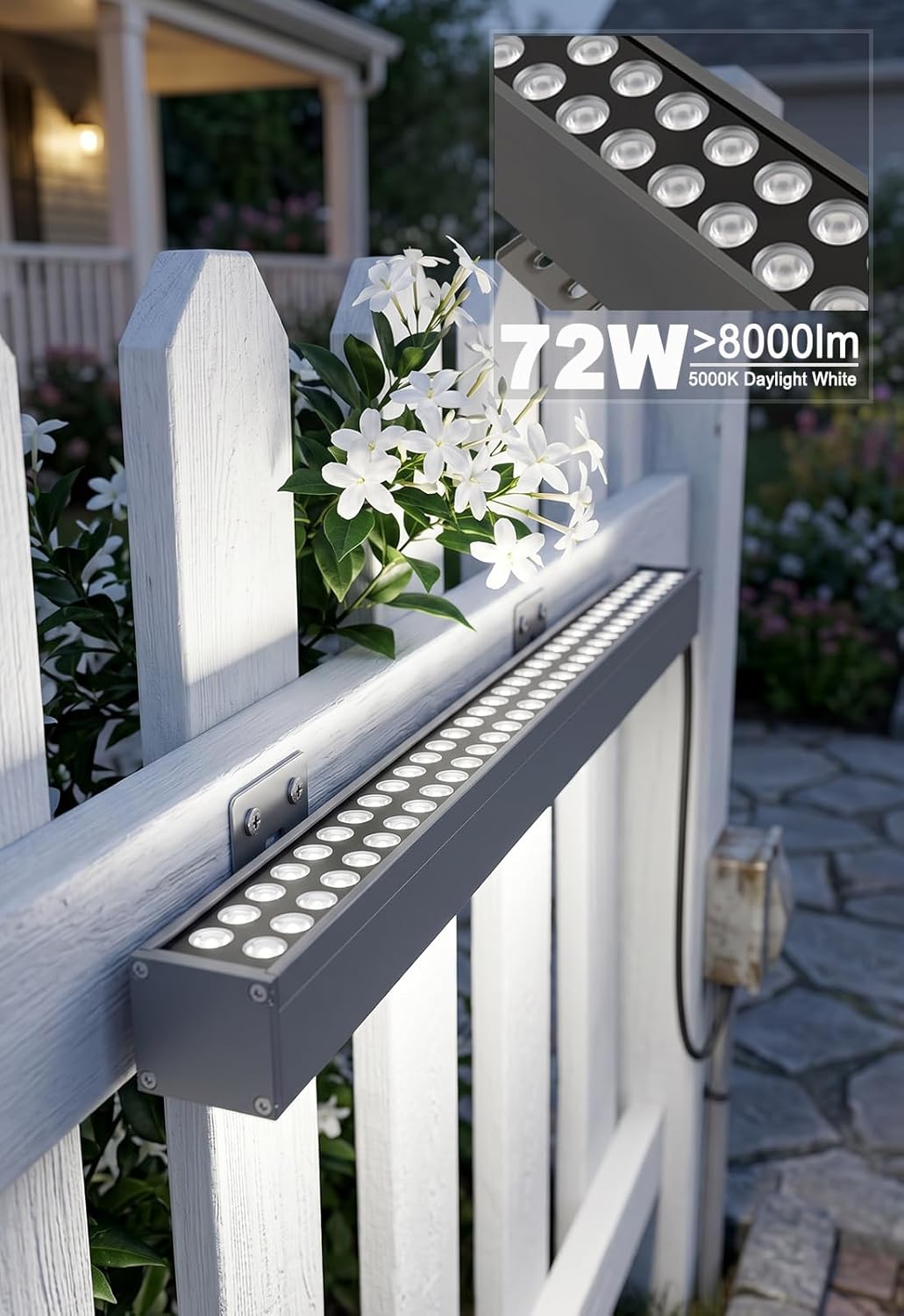 72W LED Wall Washer Lights- 40″ 8000LM 5000K Daylight White Linear Lights- IP65 Waterproof Outdoor Wall Washing Light- 120V Plug in LED Light Bar for Wall, Billboard, Commercial & Indoor Lighting