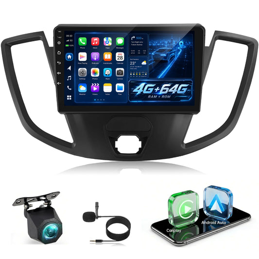 [4G+64G] Car Radio for Ford Transit 150 250 350 2015-2019 | 9 inch Android Touchscreen Stereo with Carplay / Android Auto, GPS, WiFi, Bluetooth, SWC, FM/RDS, EQ, FM/RDS Radio