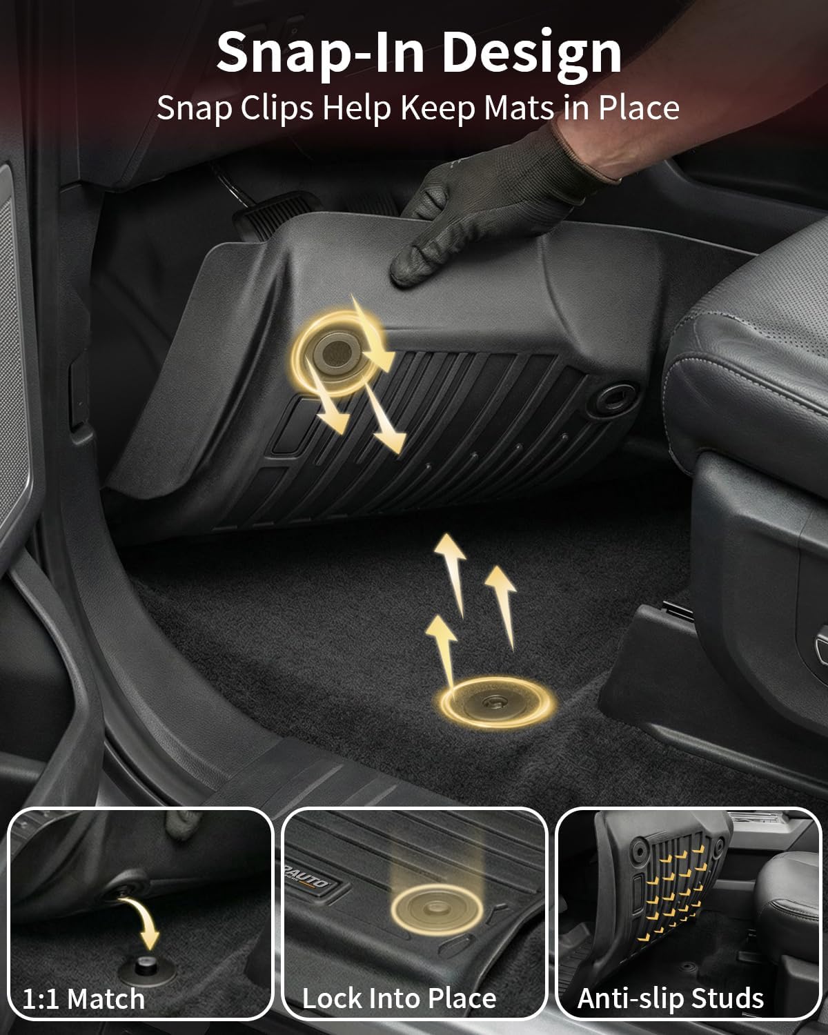 Umbrauto Custom Fit Floor Mats for Ford F150 SuperCab (Extended Cab) 2015-2025 2026 (Not for SuperCrew Cab), All Weather TPE Automotive Pickup Truck Liners for Front & Rear Row F150| 2015-26| SuperCab| Front&Rear Row