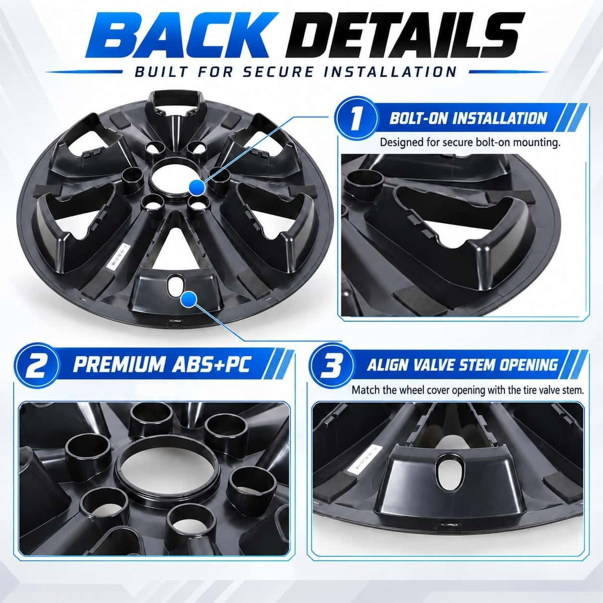 17 Inch Gloss Black Wheel Skins for Ford F-150 2015-2020