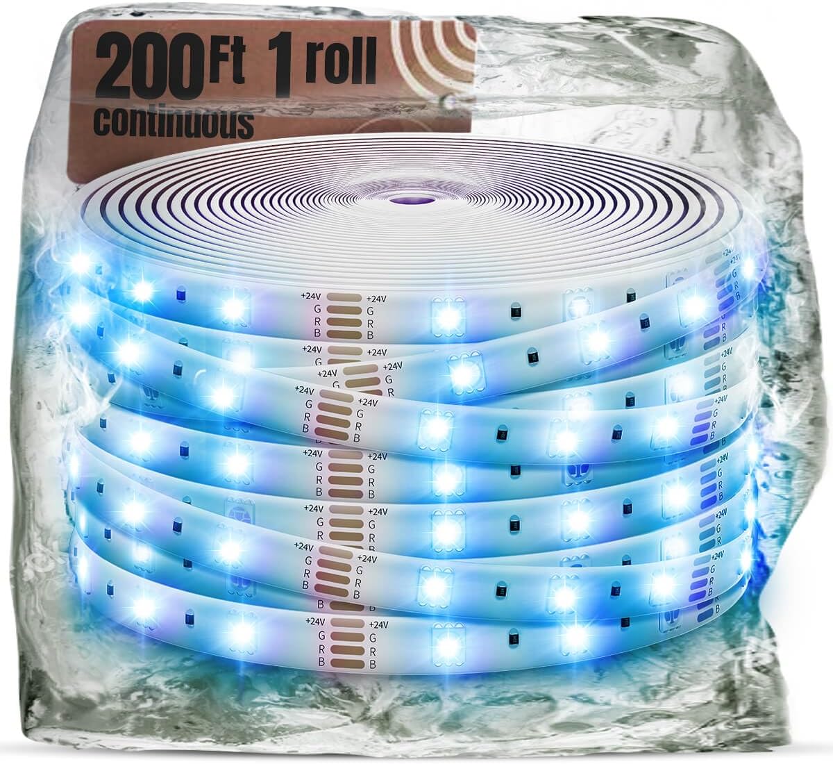 200ft Outdoor Led Strip Lights Waterproof IP68-1 Roll Continuous Heavy Duty RGB Rope Lights, Remote & App Control, DIY Custom Color Combinations,