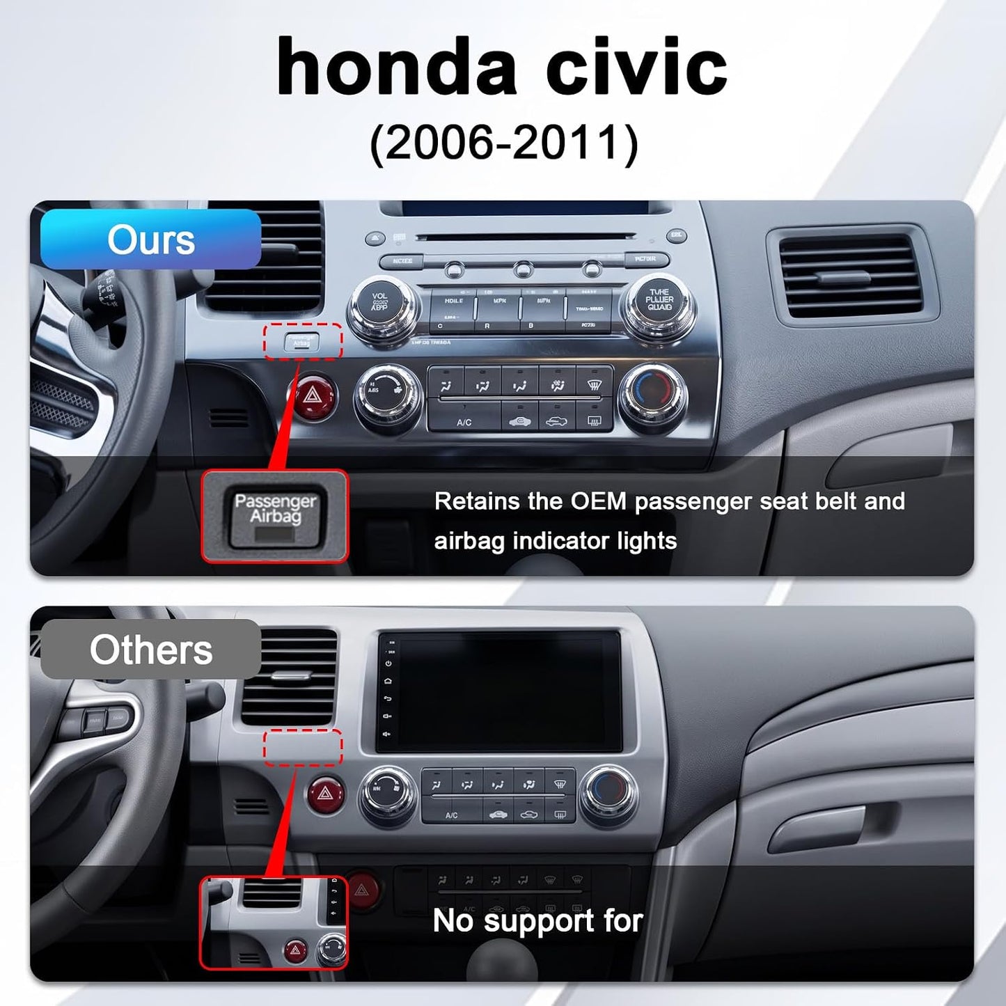 Car Radio for Honda Civic 2006-2011 Android 13 Car Stereo 9 Inch Head Unit with Carplay & Android Auto, GPS Navigation, Bluetooth 5.0, Plug and Play