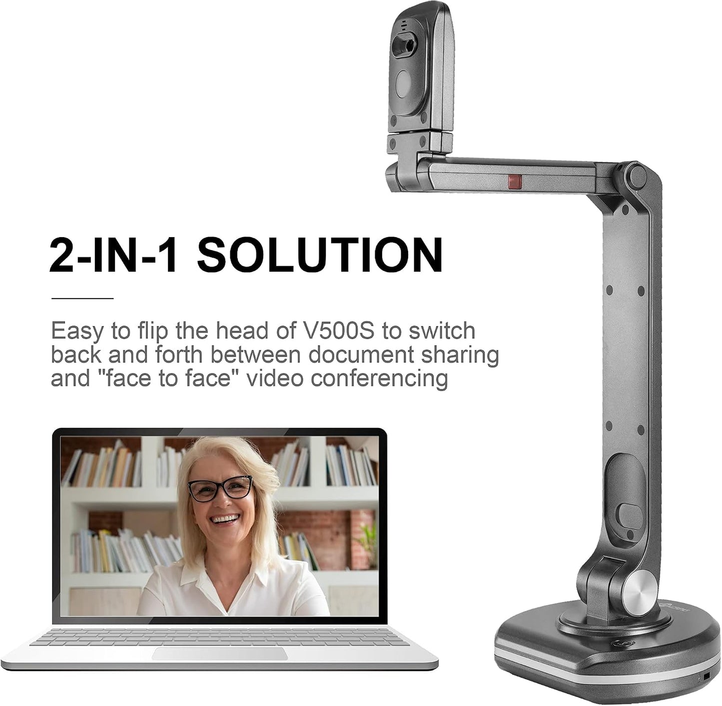 JOYUSING V500S 8MP Document Camera for Teachers, USB Visualiser for A3 Size, LED Light, AutoFocus, OCR for Windows, Classroom Presentation, Remote Teaching, Web Conferencing, Mac, Windows