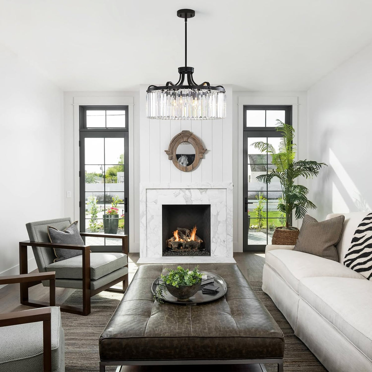 6-Light Modern Crystal Chandeliers, 20'' Black Chandeliers for Dining Room