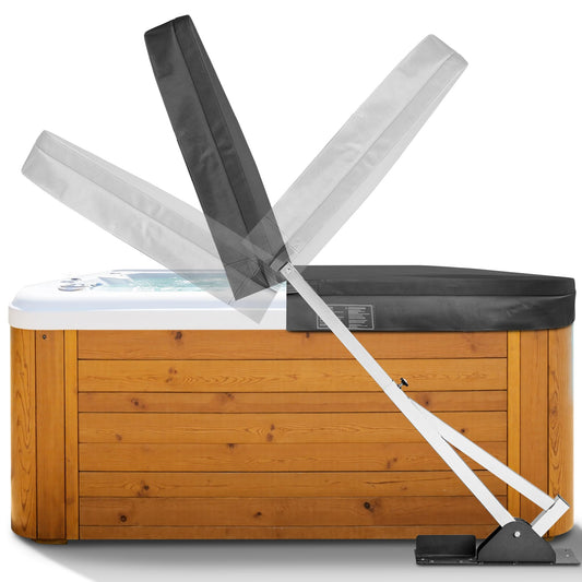 Hot Tub Cover Lift, Stainless Steel Spa Cover Lifter with Ground Anchor Installation, Adjustable Width, Fit for Rectangular & Square Hot Tubs