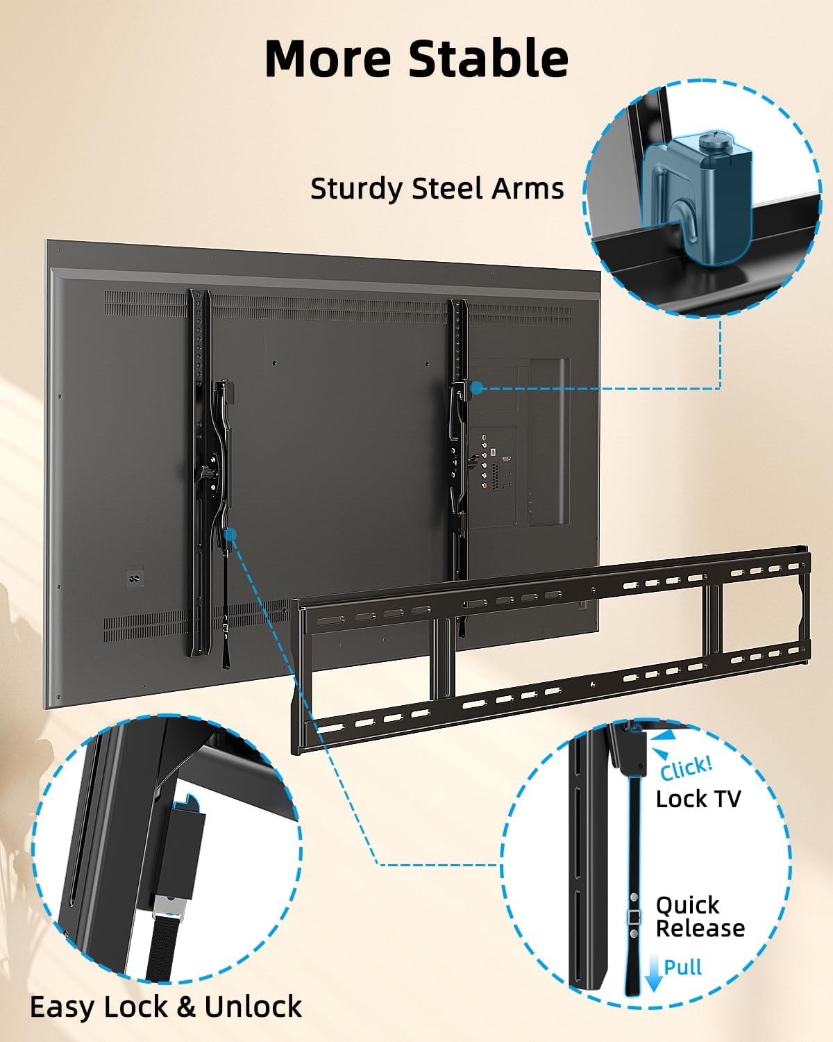 HOME VISION Heavy Duty Tilting TV Wall Mount for 65-150 Inch Flat & Curved TVs, 264lbs Load Capacity, 2.44" Low Profile Wall Mount TV Bracket, Max VESA 1200×600mm, Fits 16/18/24/48 Inch Wood Studs