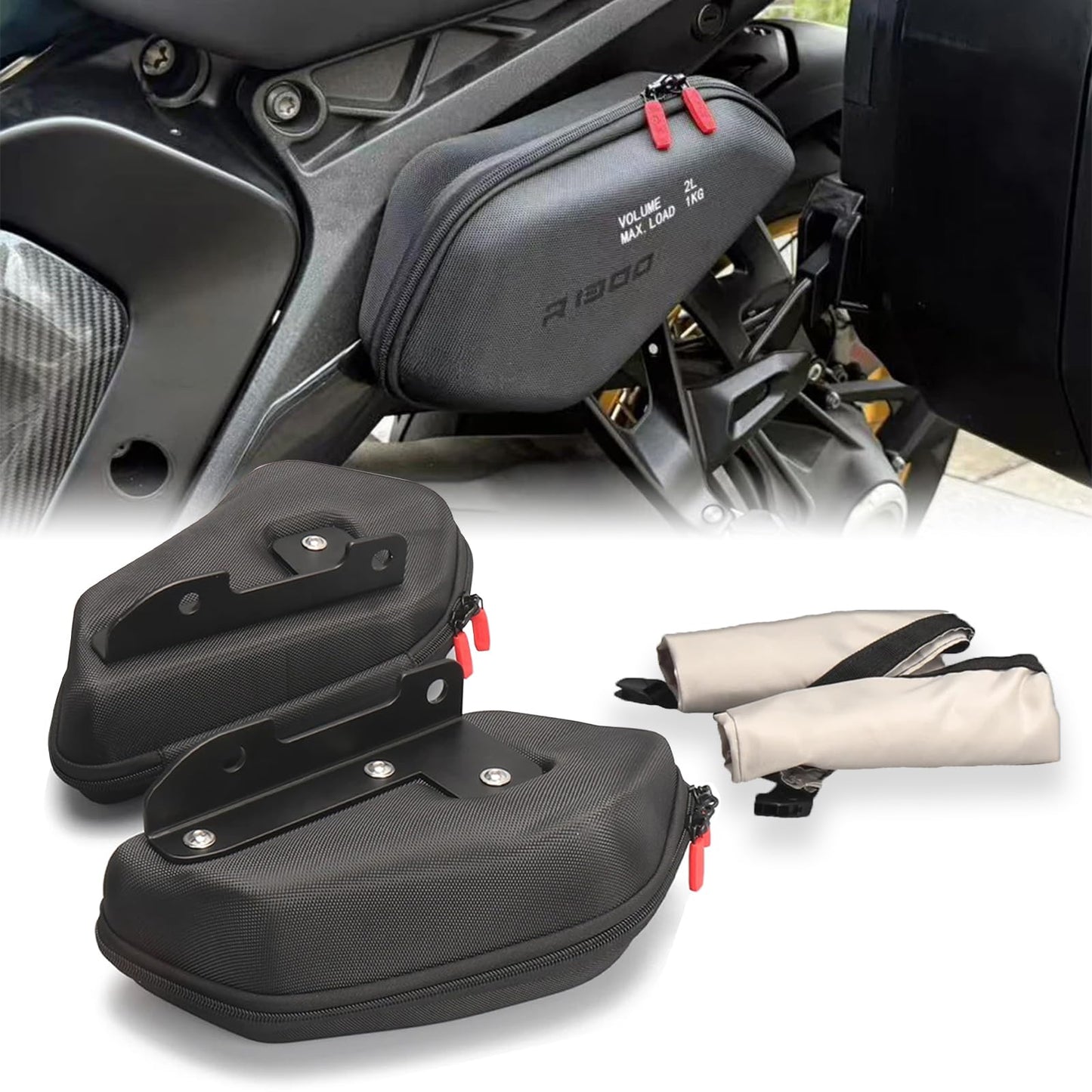 For BMW R1300GS Motorcycle Side Frame Storage Bags 2023 2024 2025 Waterproof Package Bag Volume 2L Travel Essential Pocket