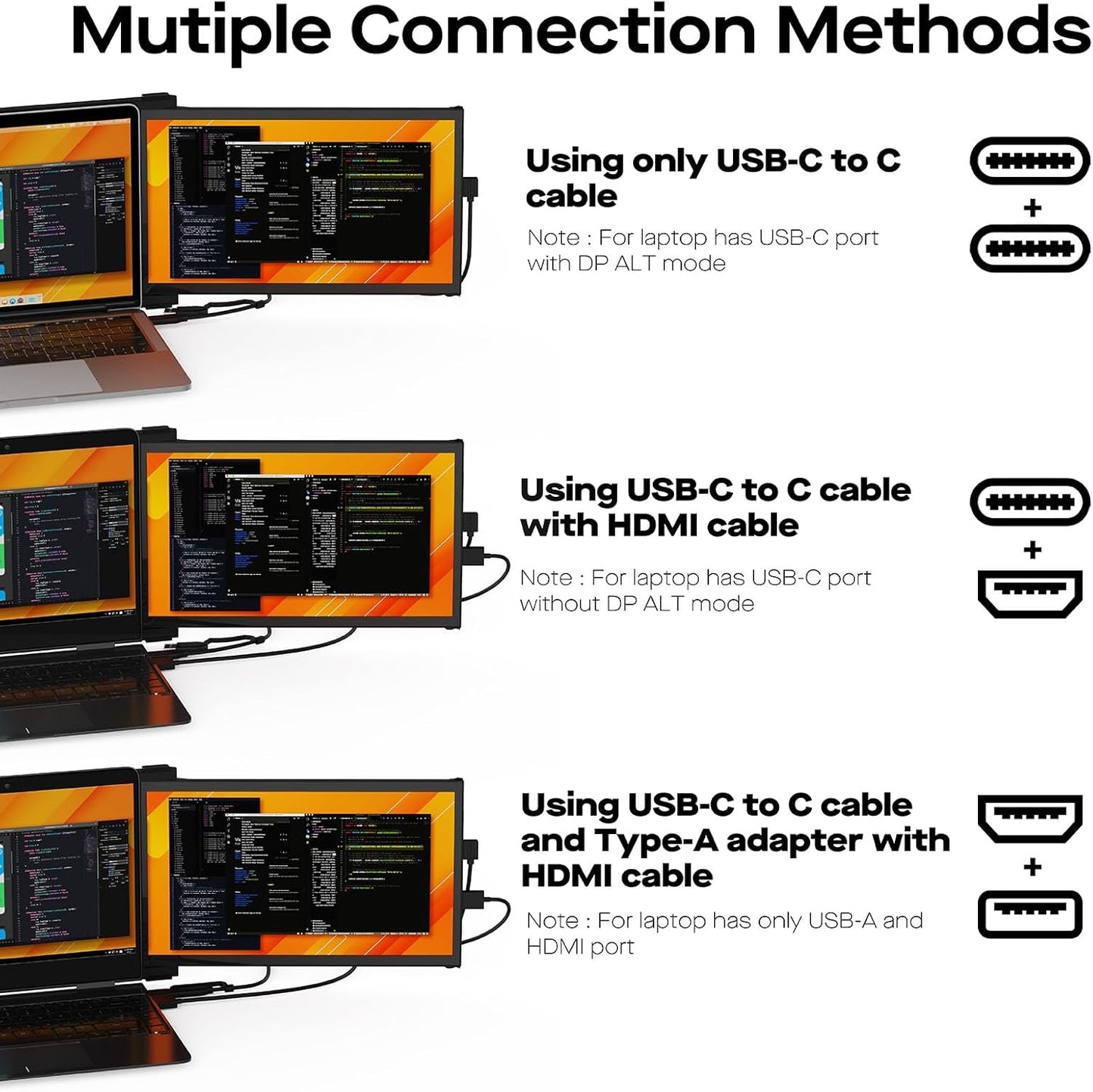 2023 Mobile Pixels Duex Plus DS 13.3' Portable Monitor, USB Type-C/HDMI Plug and Play Laptop Screen Extender, Auto Rotation FHD 1080P Laptop Monitor,