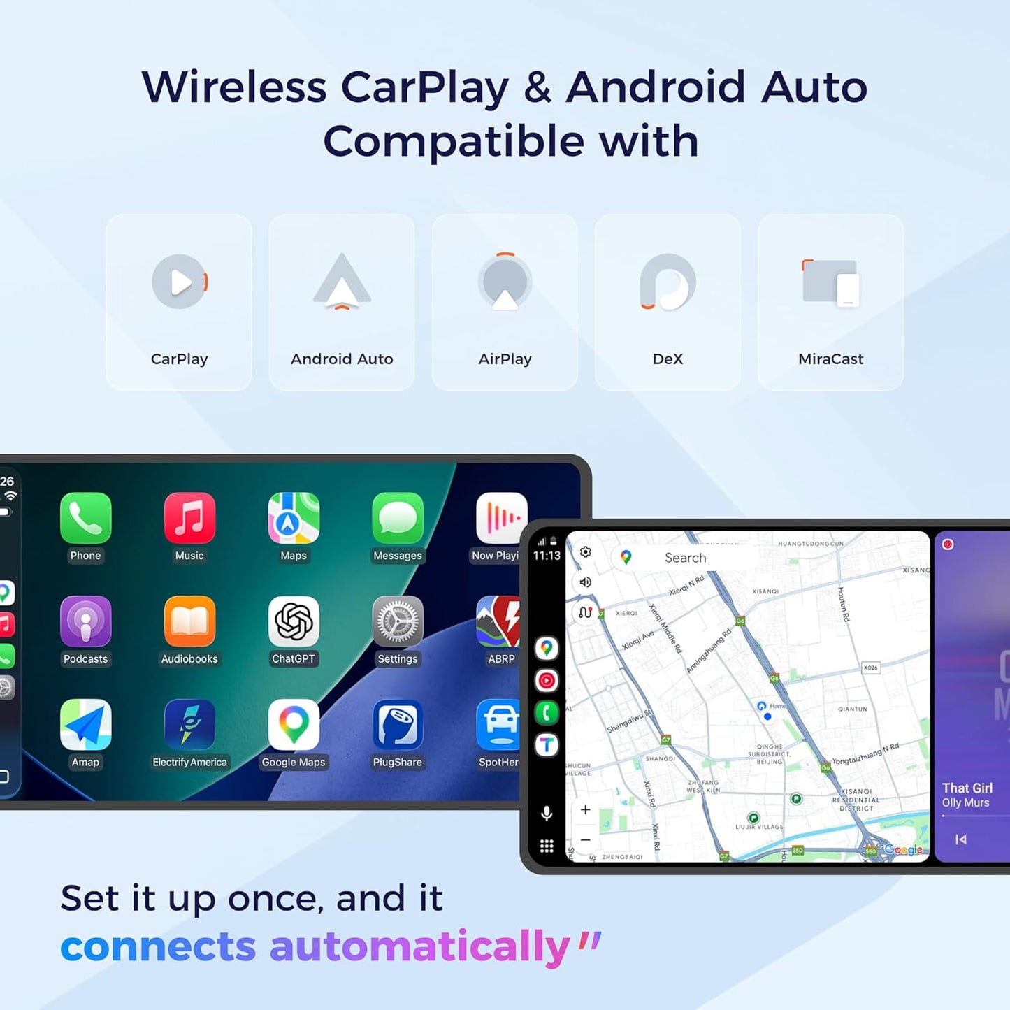 KALOS PAD WirelessCarplay Screen for Car, 9" Carplay & Android Auto Car Stereo, with 1080p Backup Camera, BOE LCD/Mirror Link/Gesture Control/POP Island